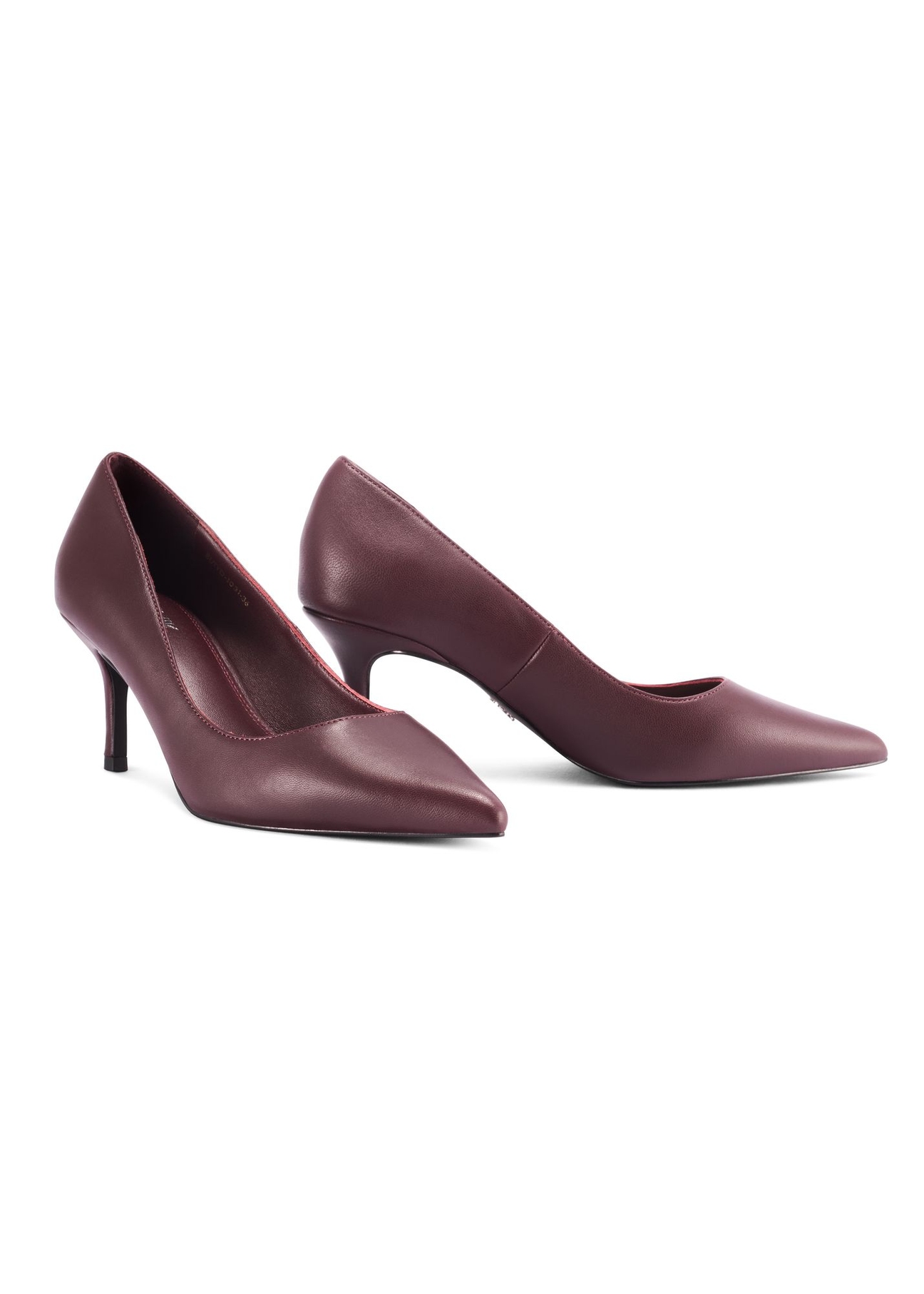 Women's burgundy leather pumps BUTYD-1031-49(Z25) - side view of a pair of shoes on a white background.