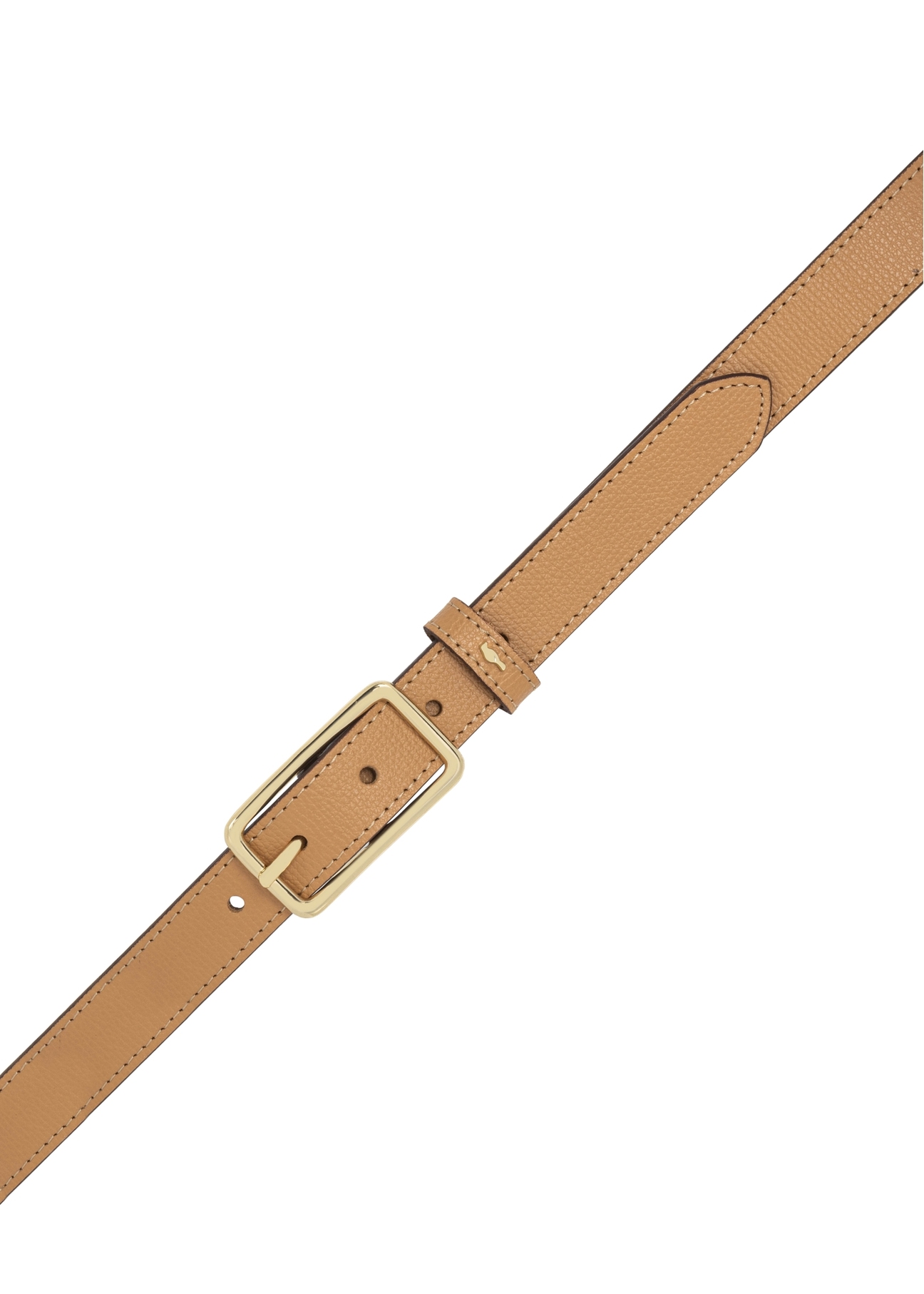 Beige women's leather belt PASDS-0307-1C(W26) - product view from above, on a white background.