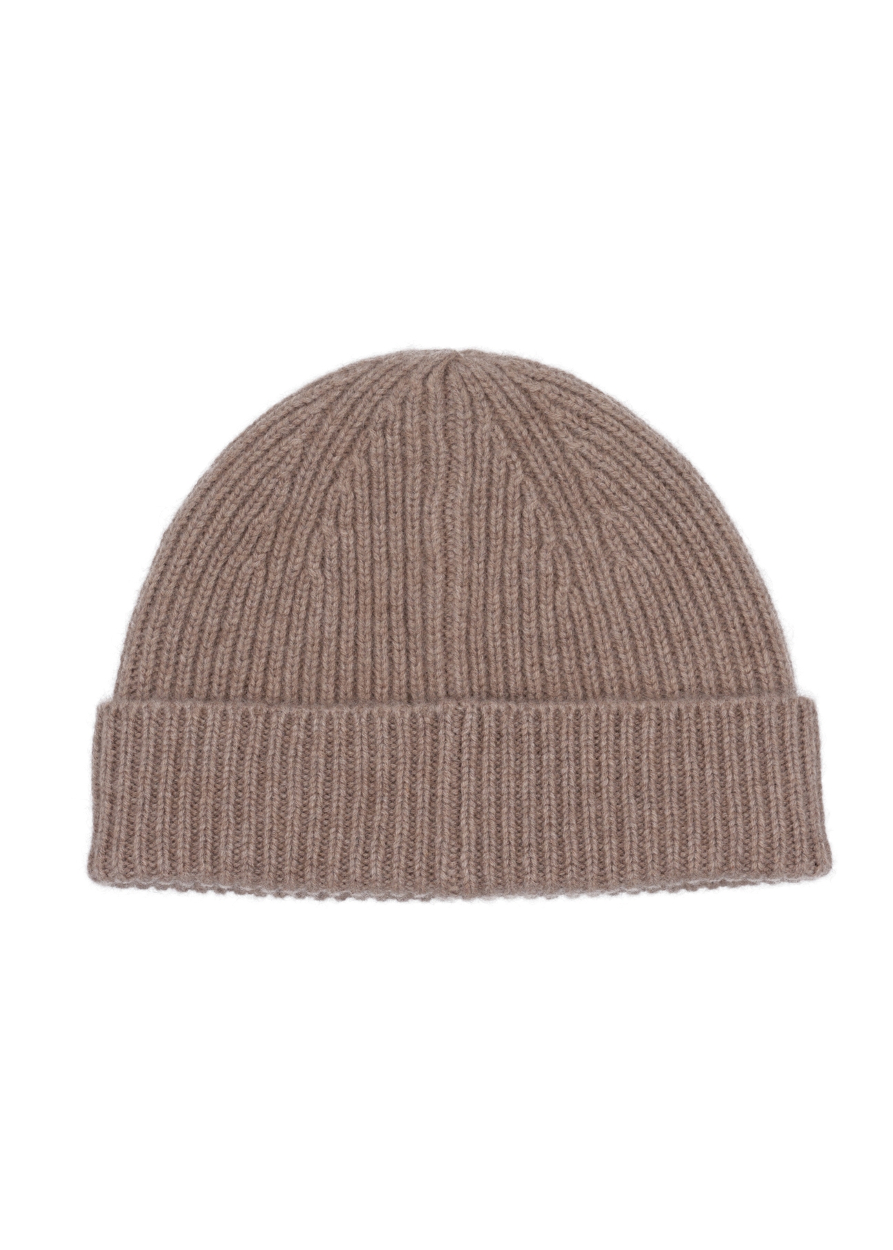 Cashmere hat in a shade of cool beige CZADT-0232-1K(Z26) - product view from the back, on a white background.