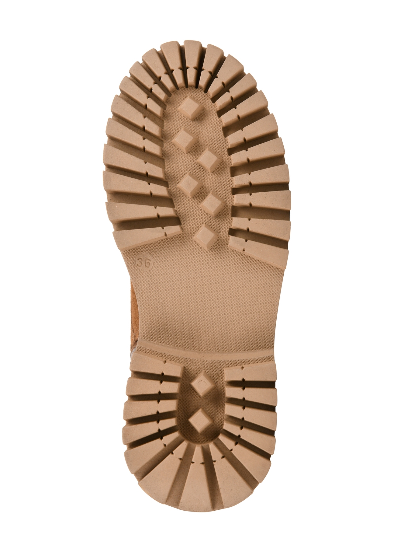 Brown leather women's ankle boots BUTYD-1004-88(Z25), product view from below on a white background.