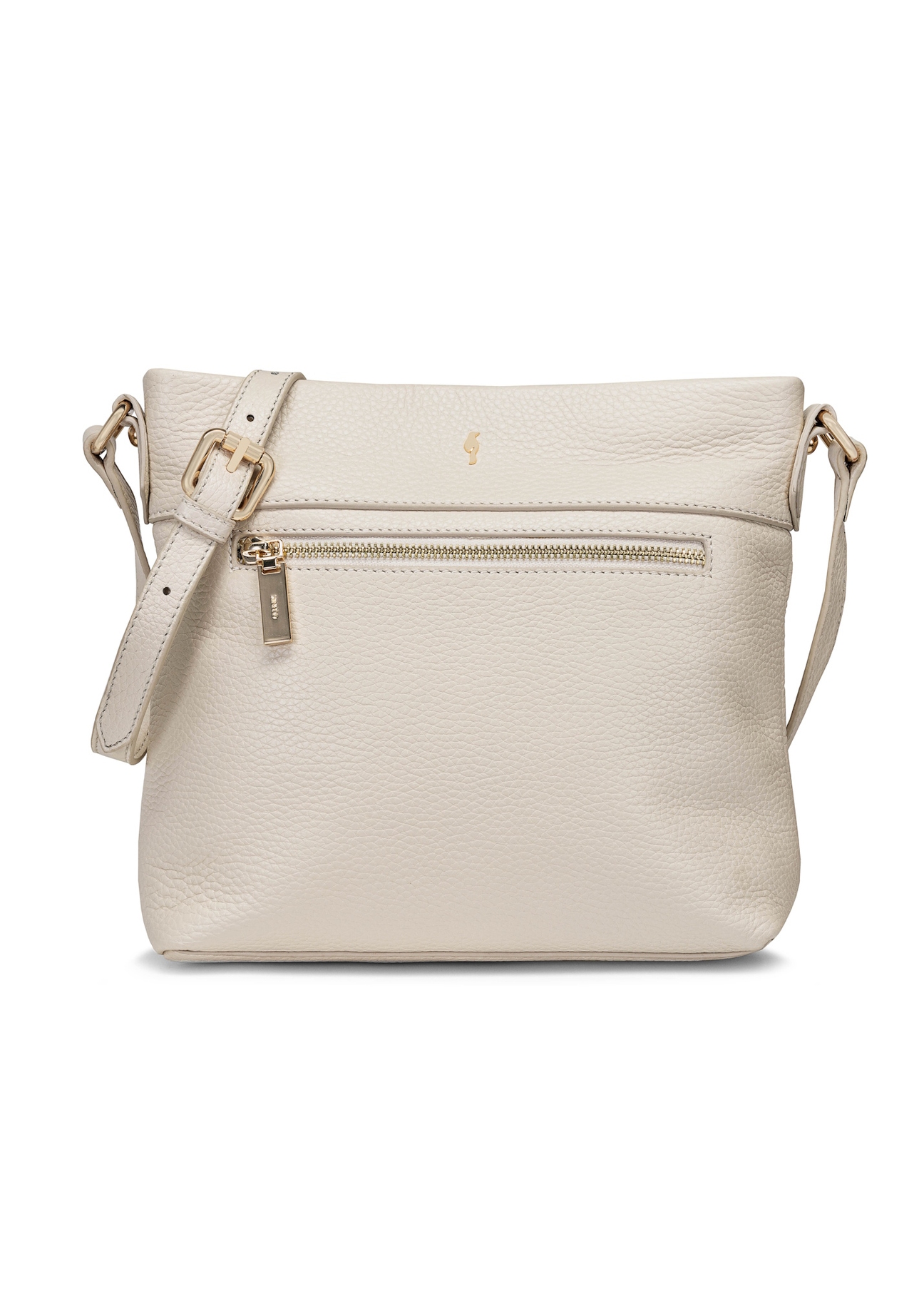 Cream leather women's shoulder bag TORES-0896C-12(W25) - front view of the bag on a white background.