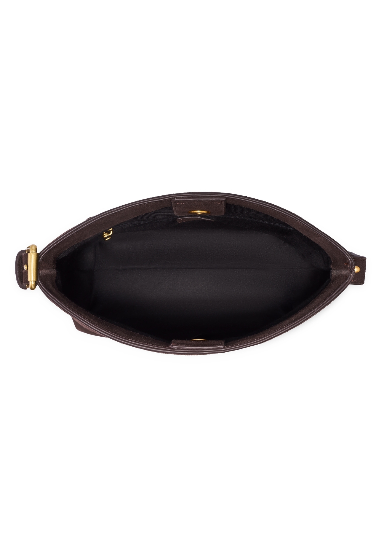 Brown suede women's handbag with studs TORES-1385-1I(Z26), product view inside on white background.