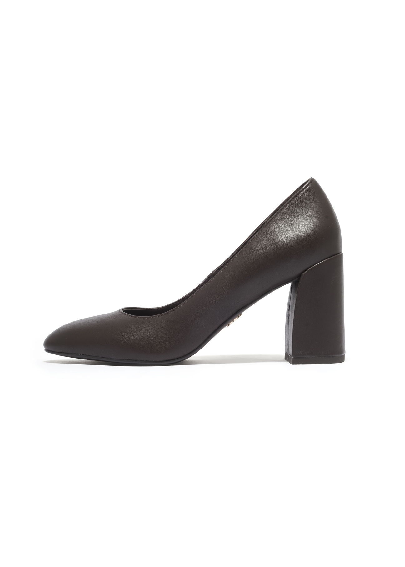 Women's dark brown leather pumps BUTYD-1307-1I(Z26). Side view on white background-02.