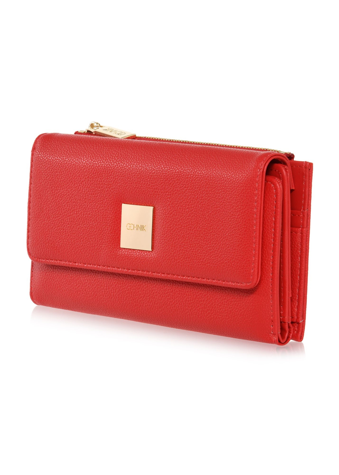 Large red women's wallet with logo POREC-0369-42(W24)-03