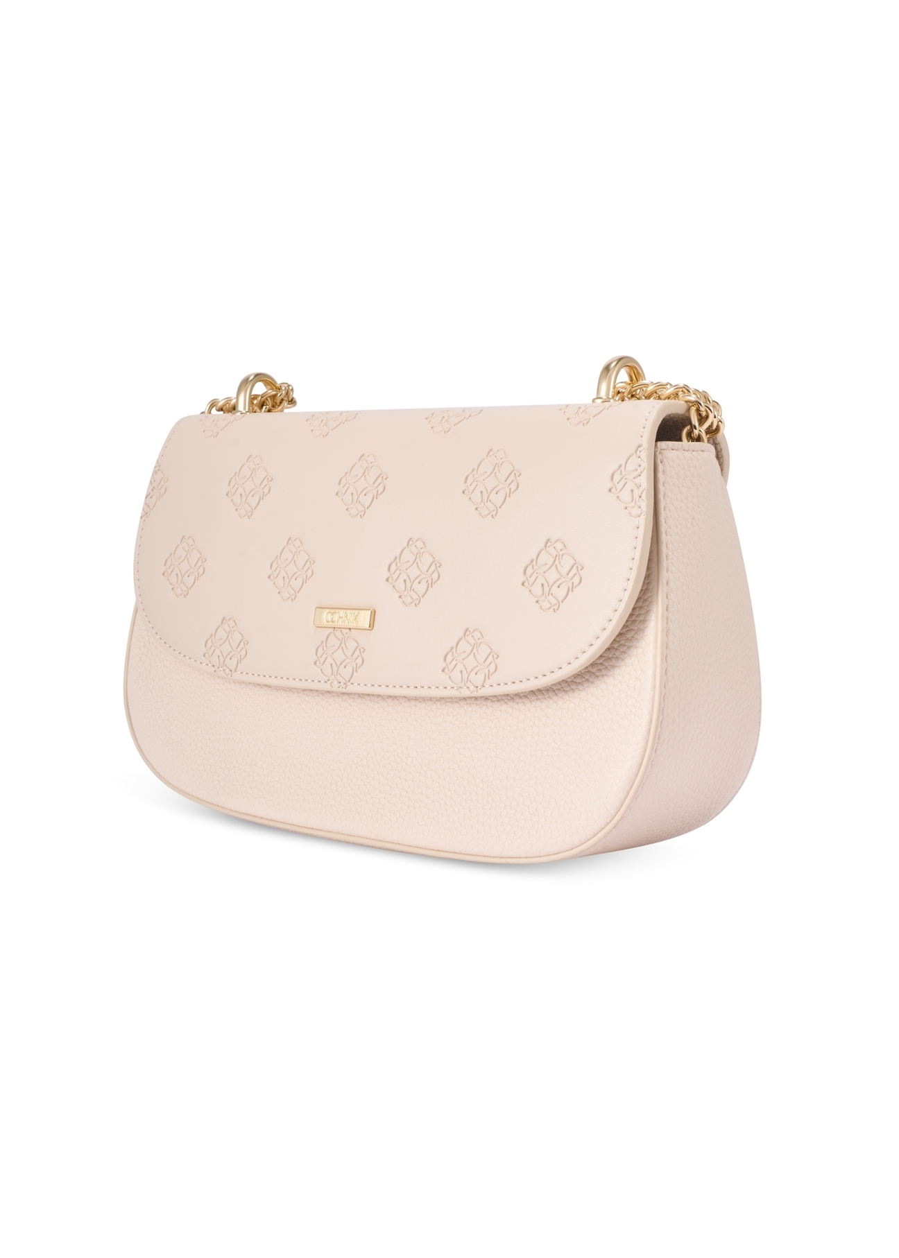 Cream messenger bag with monogram TOREC-1161-0B(W26) - diagonal view of the product, on a white background.