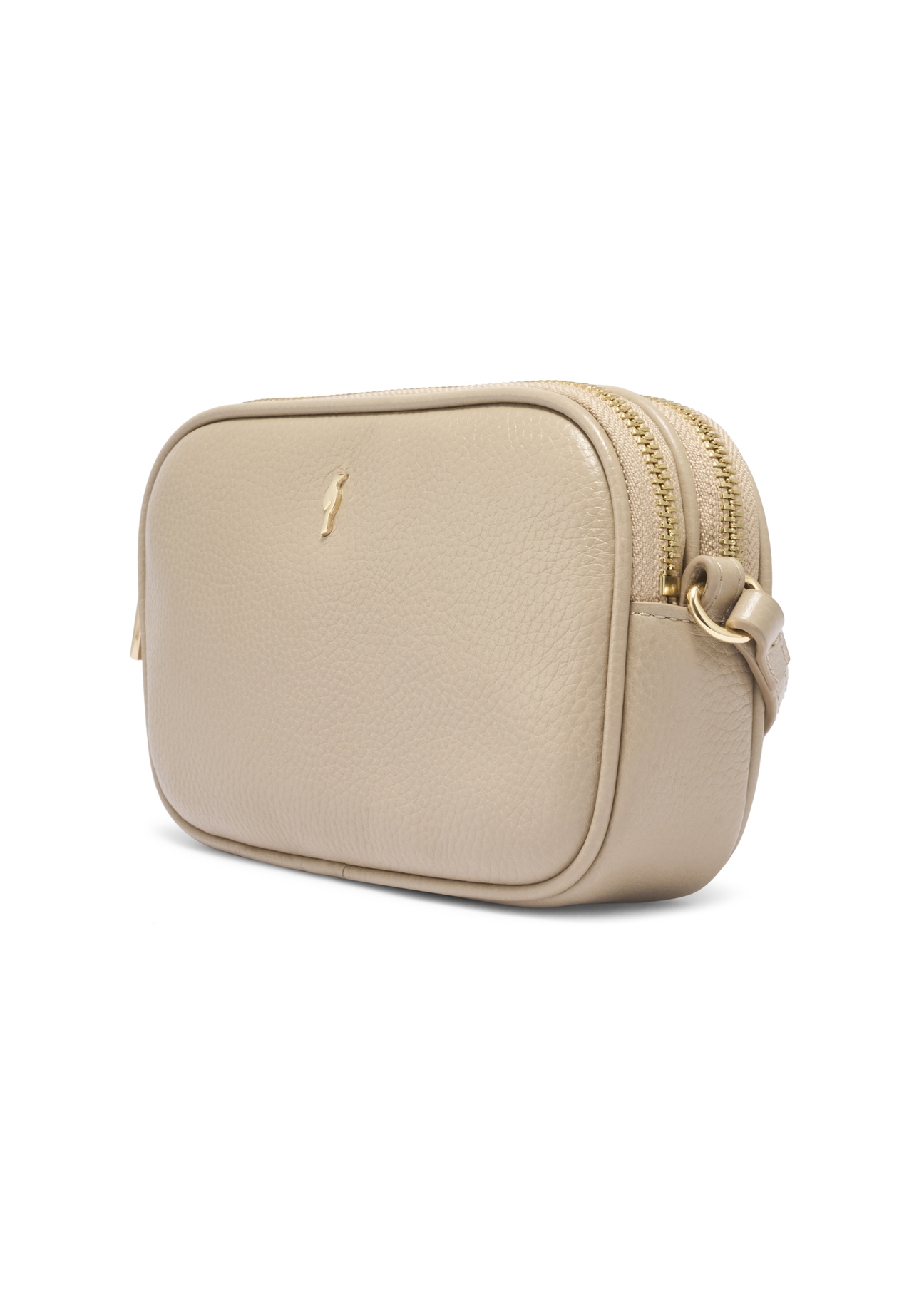Small beige leather handbag TORES-1152-1B(Z26). Side view, diagonal, on a white background.