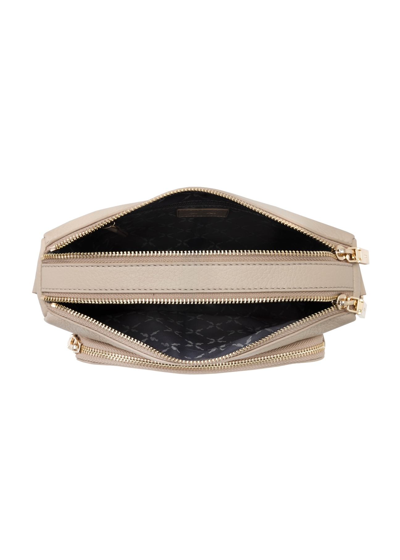 Beige leather women's shoulder bag TORES-0983E-1B(W26), product view inside on white background.