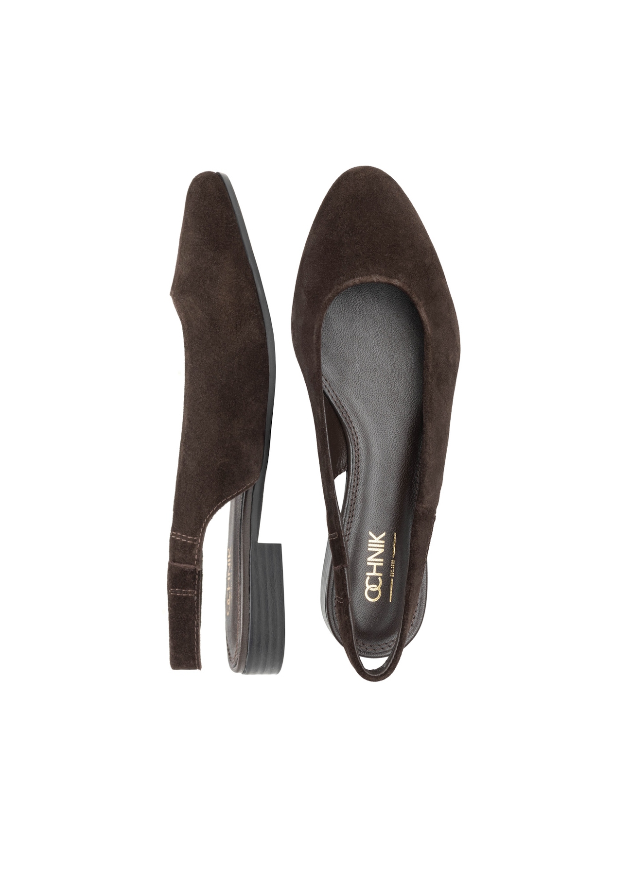 Brown women's ballet flats without a heel BUTYD-1246-1I(W26), product view from above on a white background.