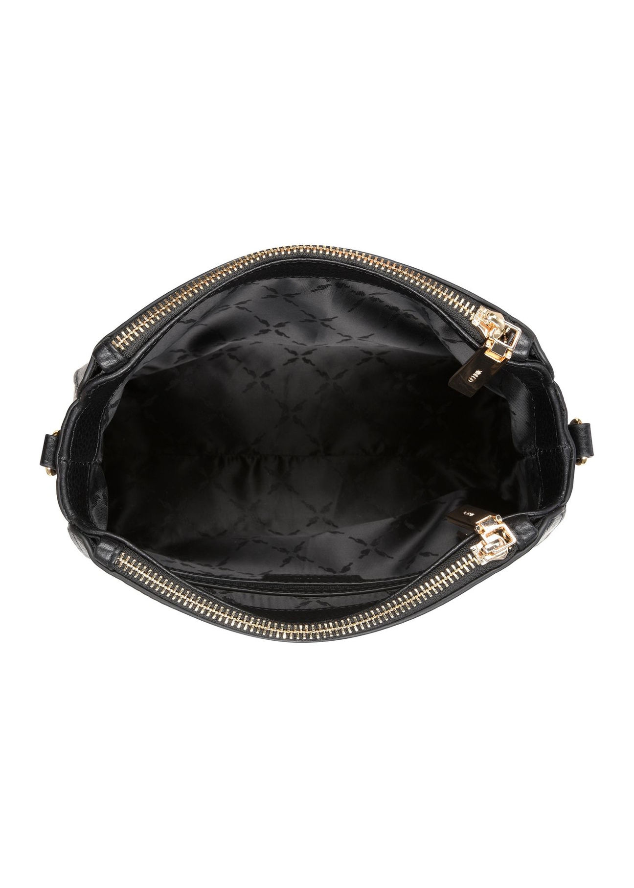Leather black shoulder bag TORES-1275-9I(W26) - top view of the product on a white background.