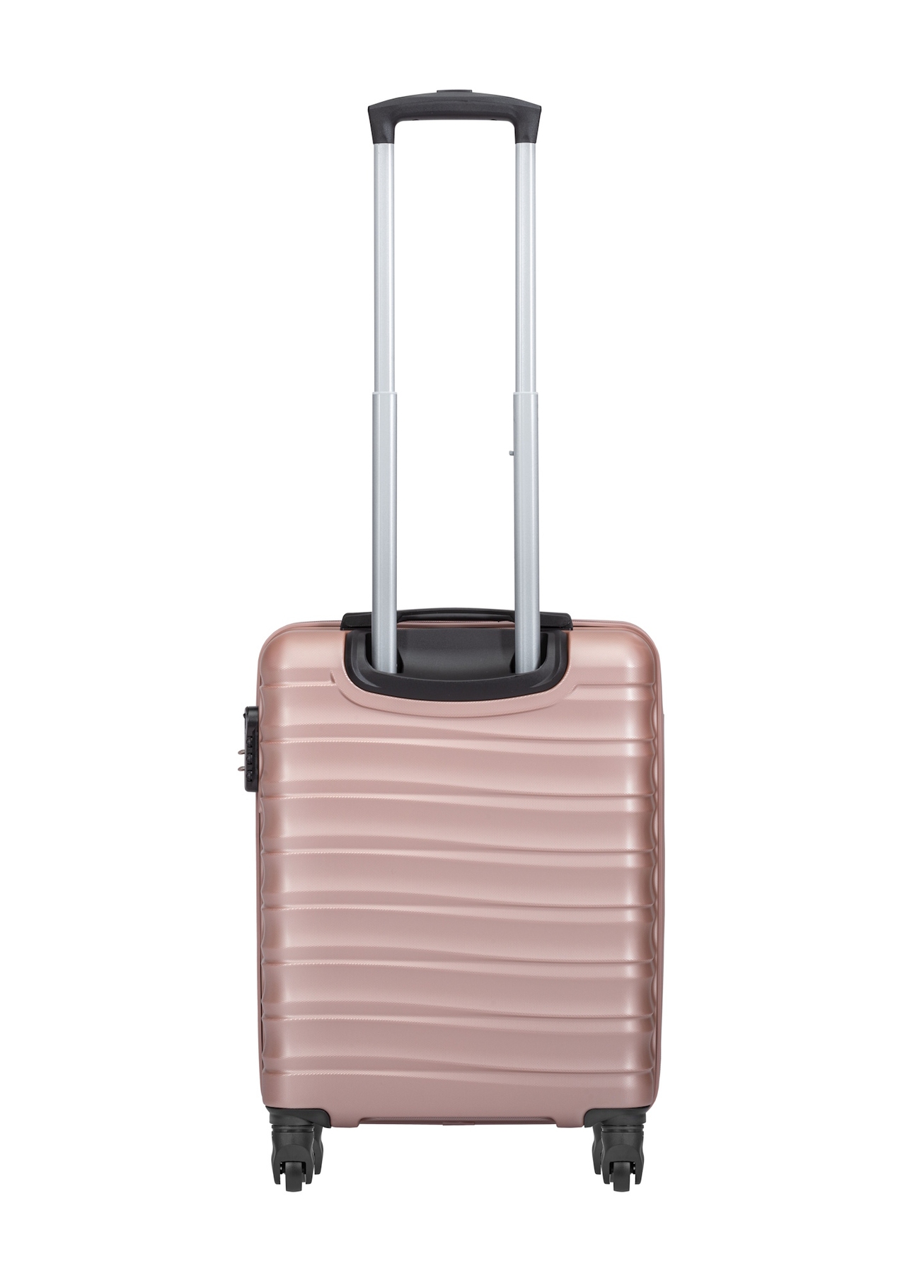 Small suitcase on wheels WALAB-0081-5X-19(W26), product view from the back on a white background.