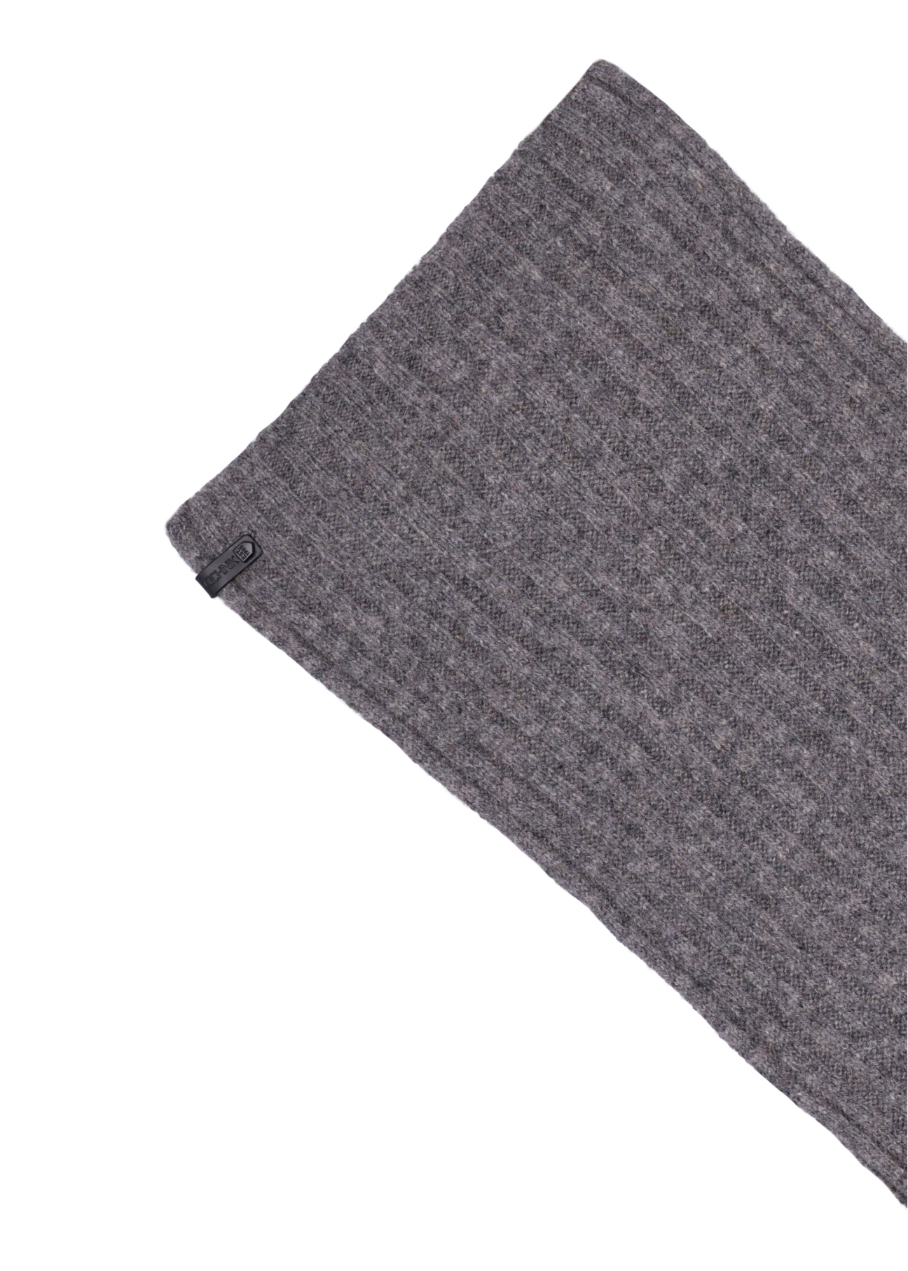 Gray woolen men's scarf SZAMT-0030-9B(Z26), close-up of the product detail on a white background.
