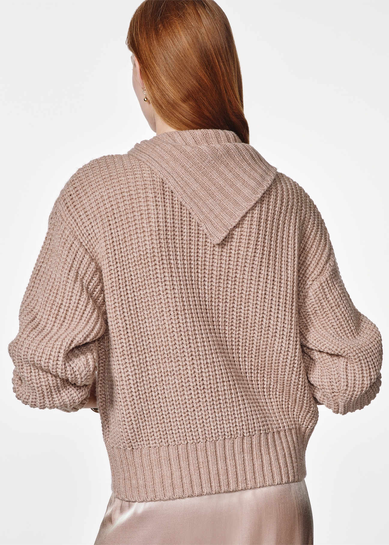 Women's camel sweater with collar SWEDT-0218-24(Z24)-02