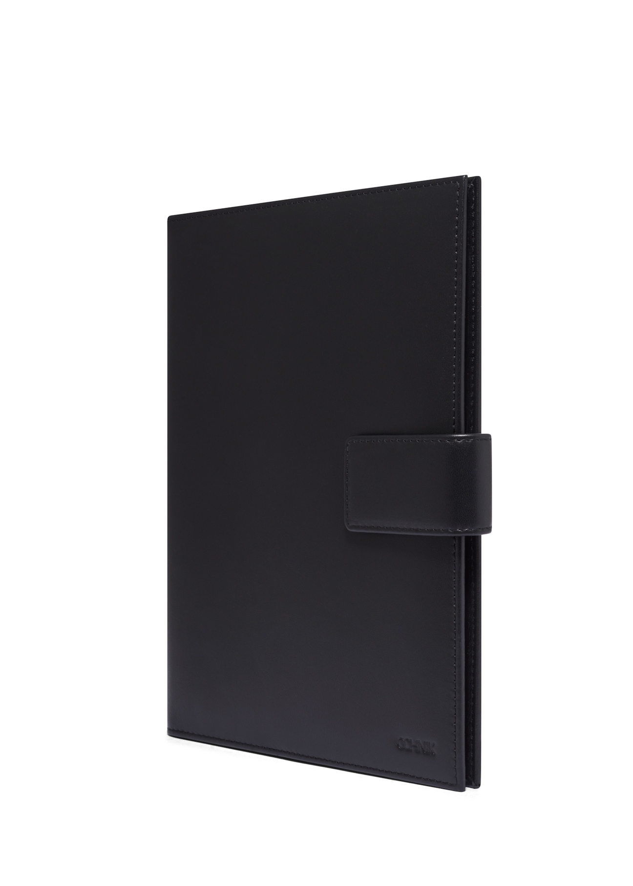 Black leather notebook case PORMS-0718-99(Z26), diagonal product view on a light background.