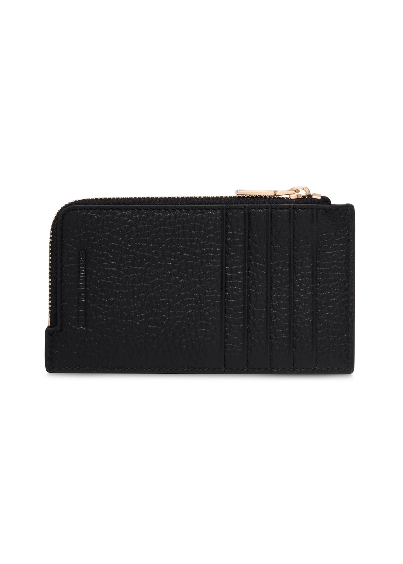 Black leather card case PORES-1018-9I(Z26), product view from the back on a light background.