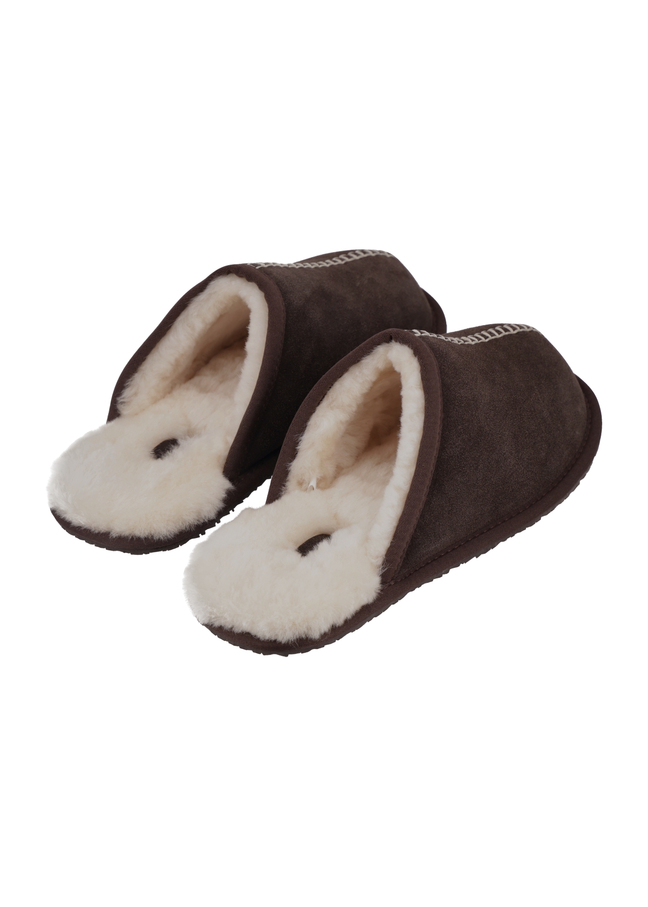Men's dark brown suede slippers BUTYM-0552-1I(Z26), rear view on a white background.