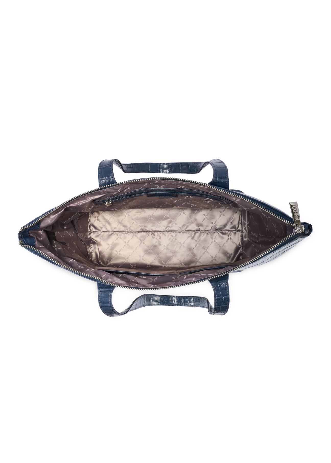 Women's navy blue leather shopper bag TORES-0939 F-7D(W26) - product view from above, on a white background.