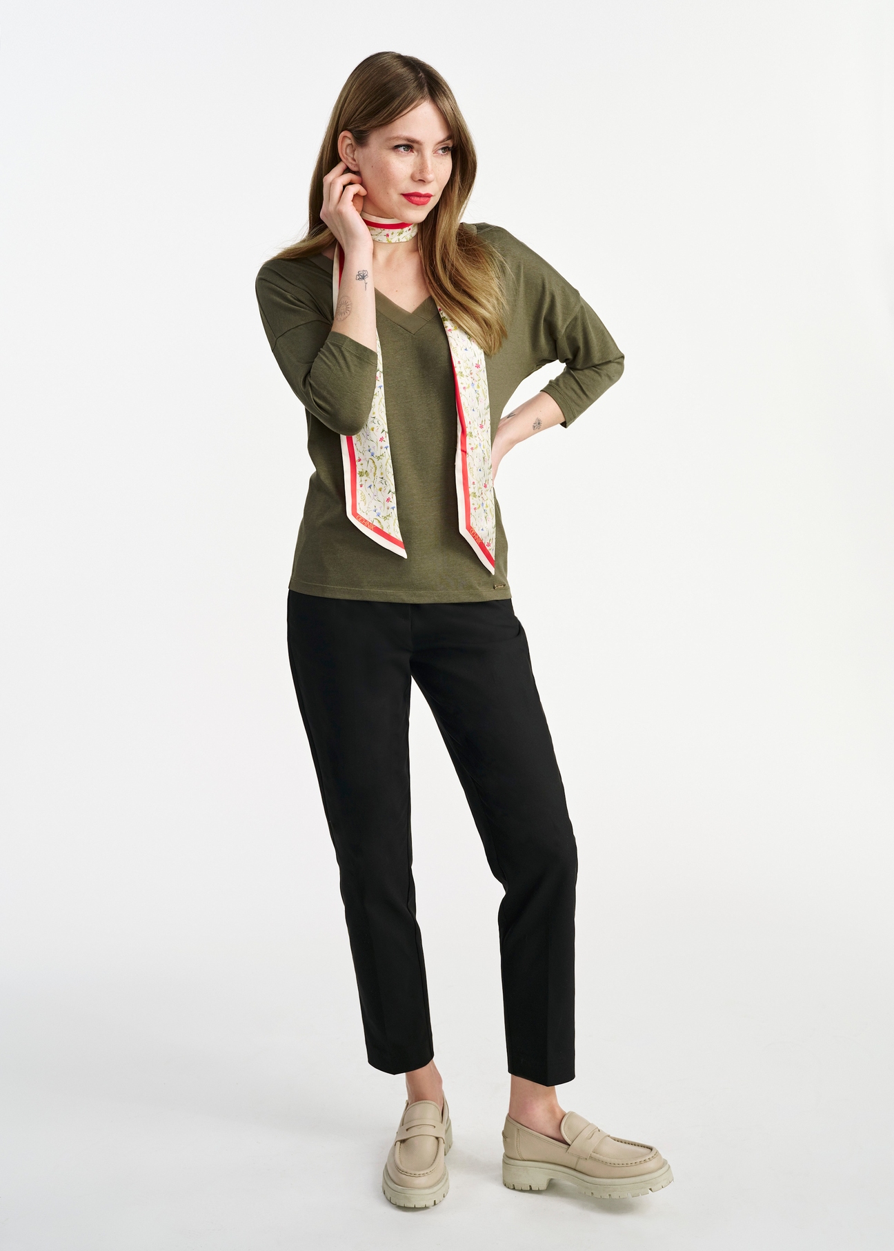 Khaki women's blouse BLUDT-0156-55(W25)-02