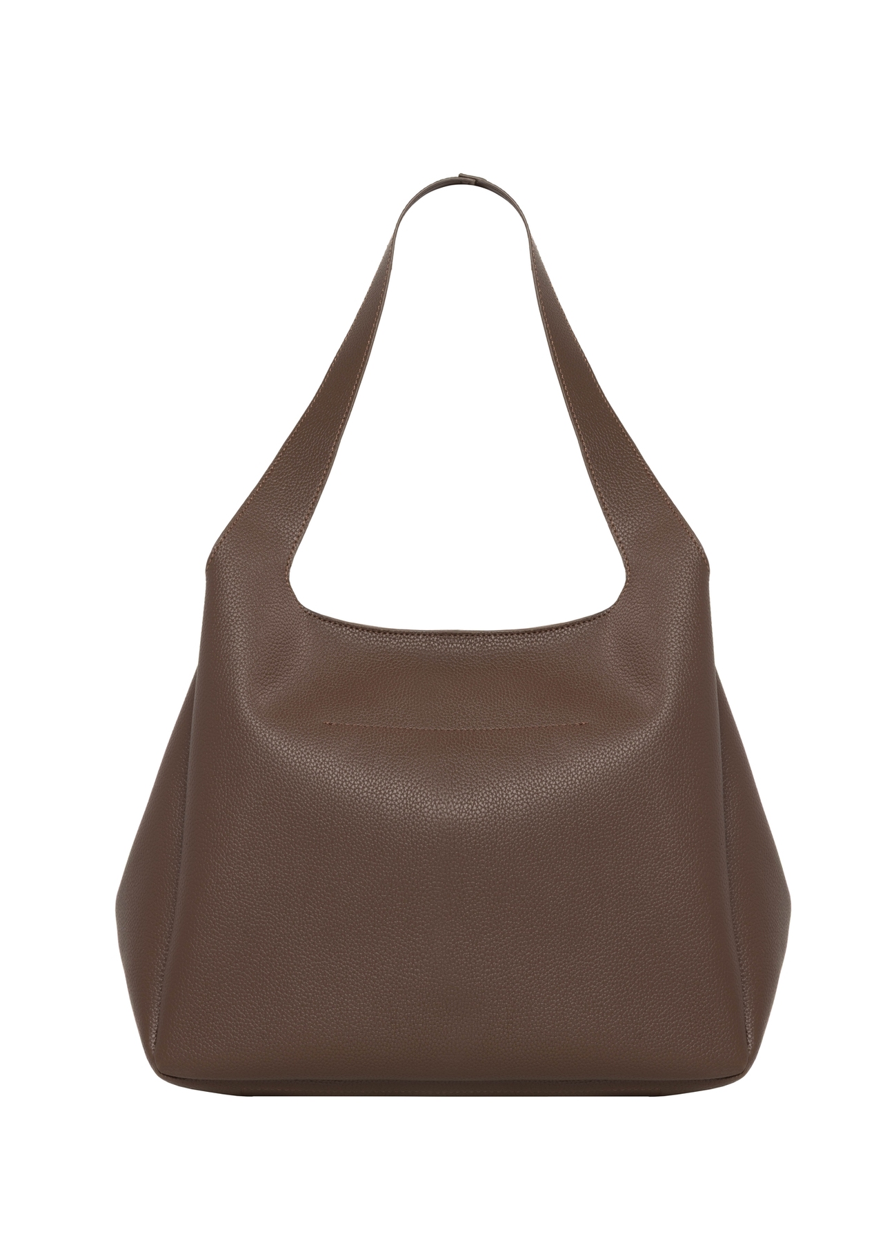 Brown classic women's shopper bag TOREC-1060-1H(Z26), product view from the back on a white background.