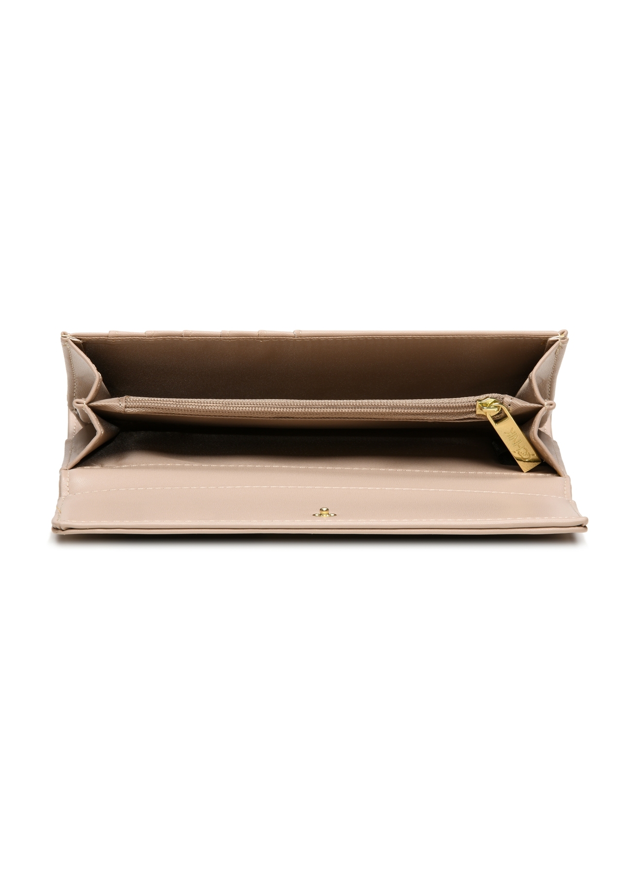 Beige large women's wallet POREC-0398A-81(Z25), product view from above on a white background.