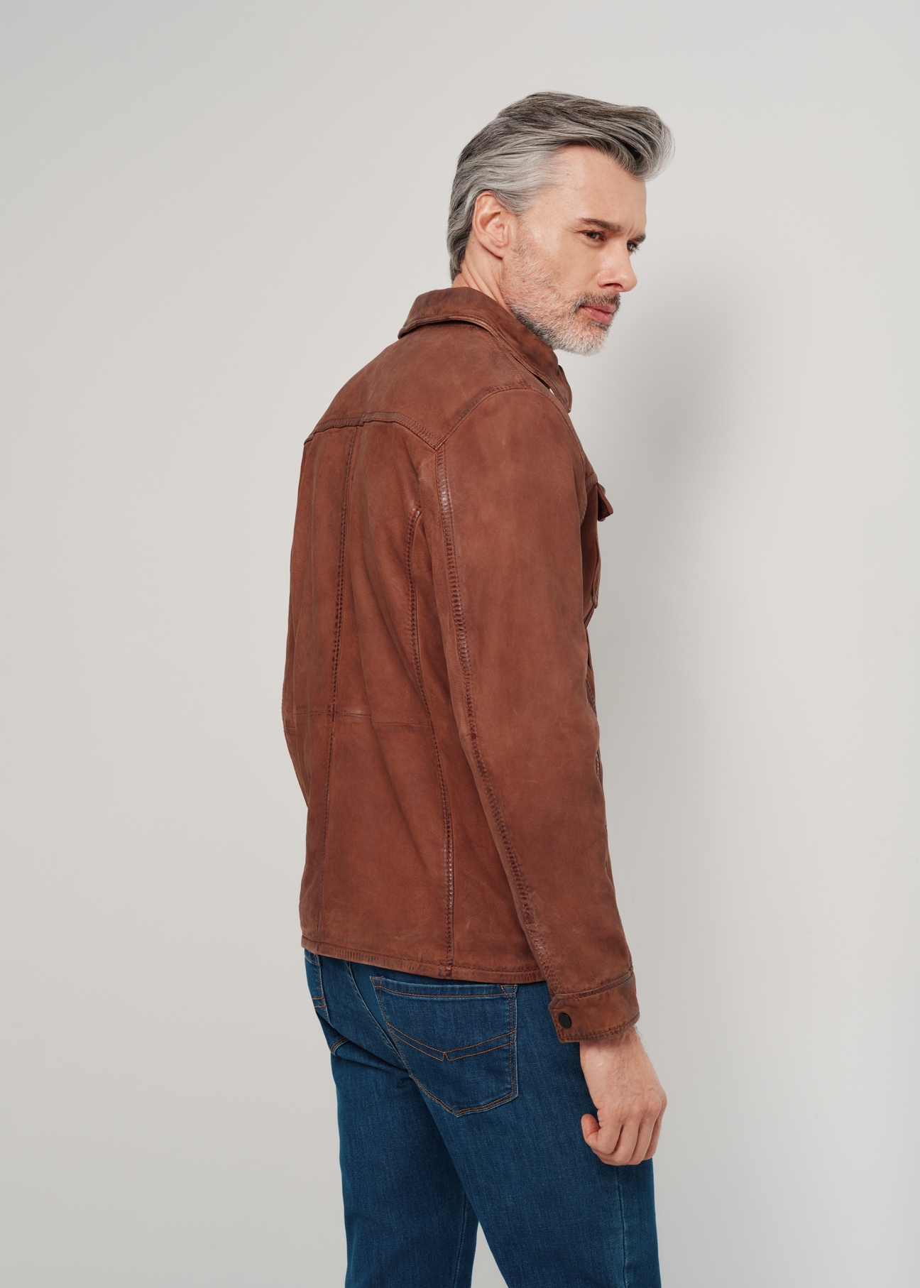 Brown leather jacket for men KURMS-0335-2078(W24)-04