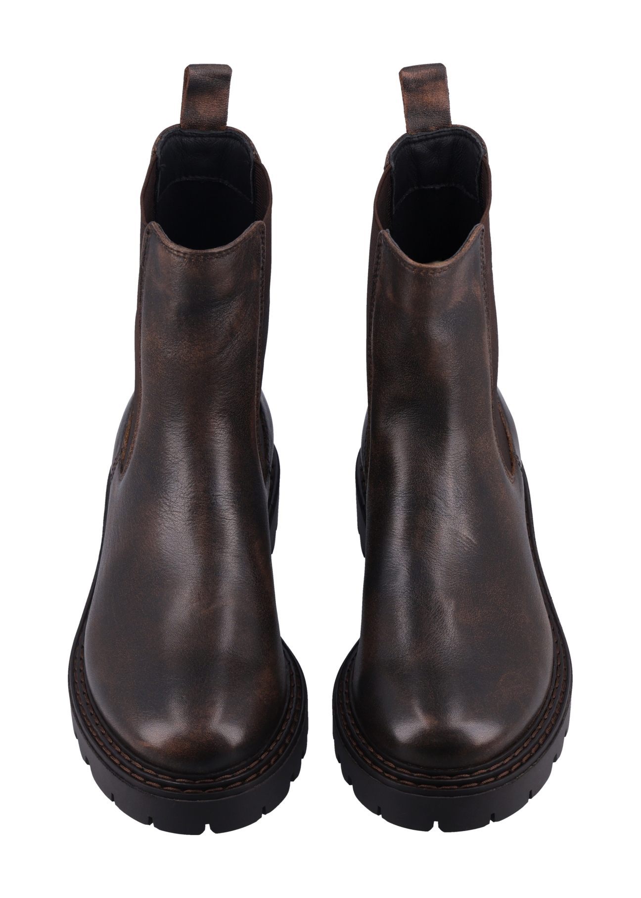 Women's brown leather Chelsea boots BUTYD-1287-1H(Z26), front product view on white background.