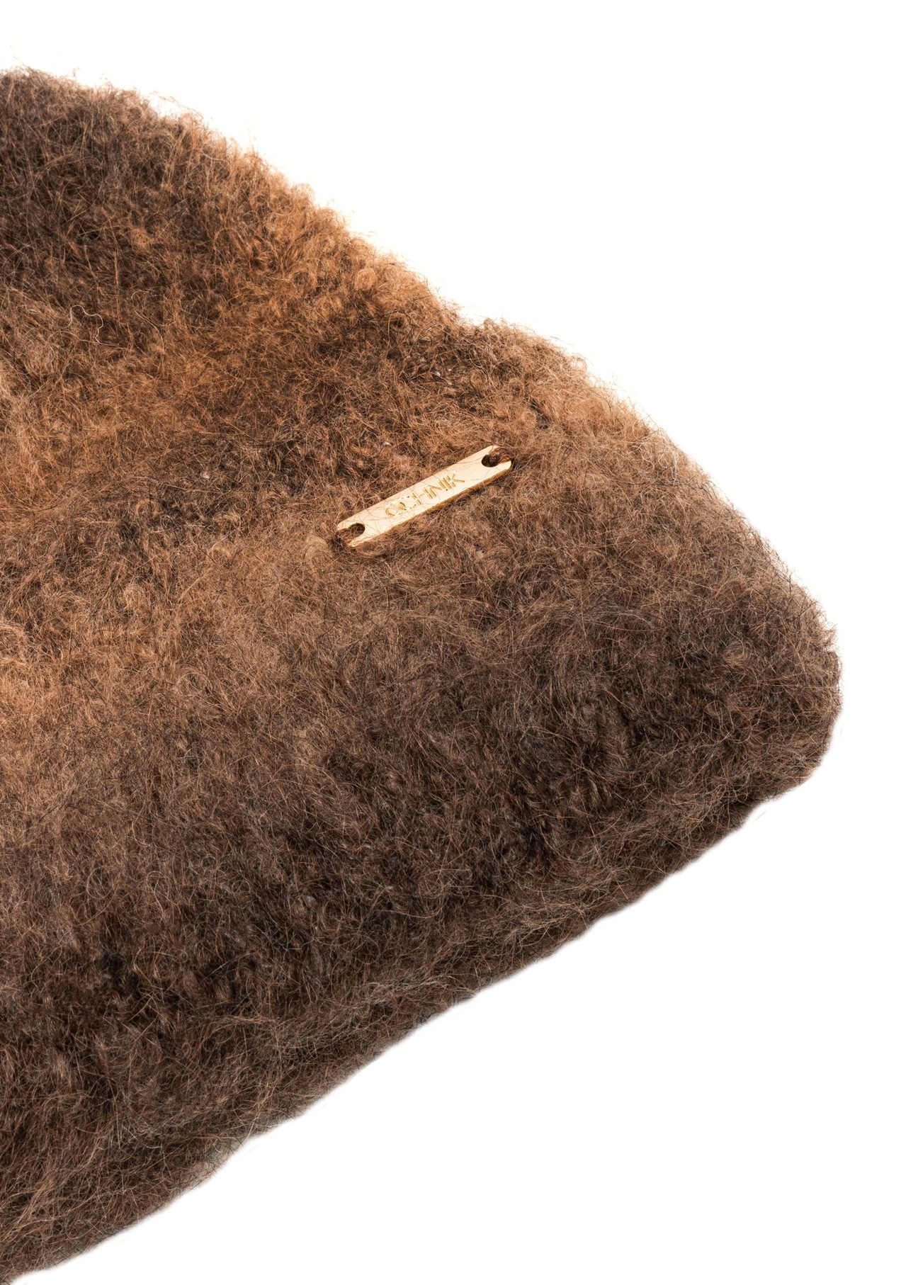 Brown women's wool hat CZADT-0222-1L(Z26) - close-up detail, on white background.