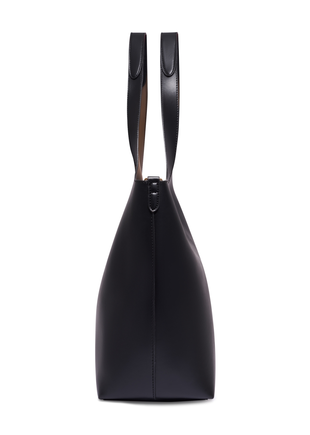 Black women's shopper bag TOREC-1259-99(Z26), product view from the side on a white background.