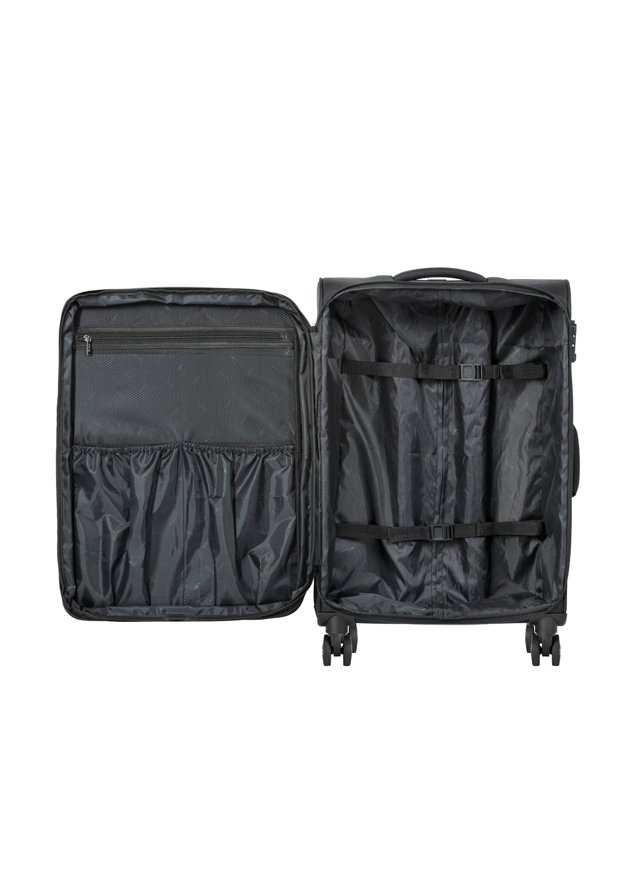 Medium suitcase on wheels WALNY-0048-99-24(W26), product view inside on white background.