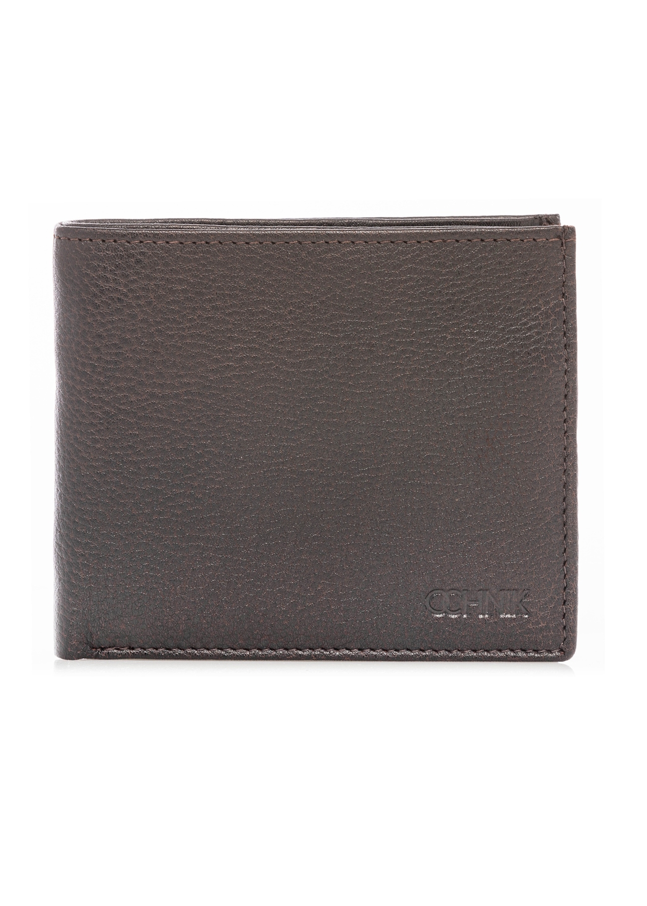 Men's dark brown leather wallet PORMS-0685-1I(W26), front product view on white background.