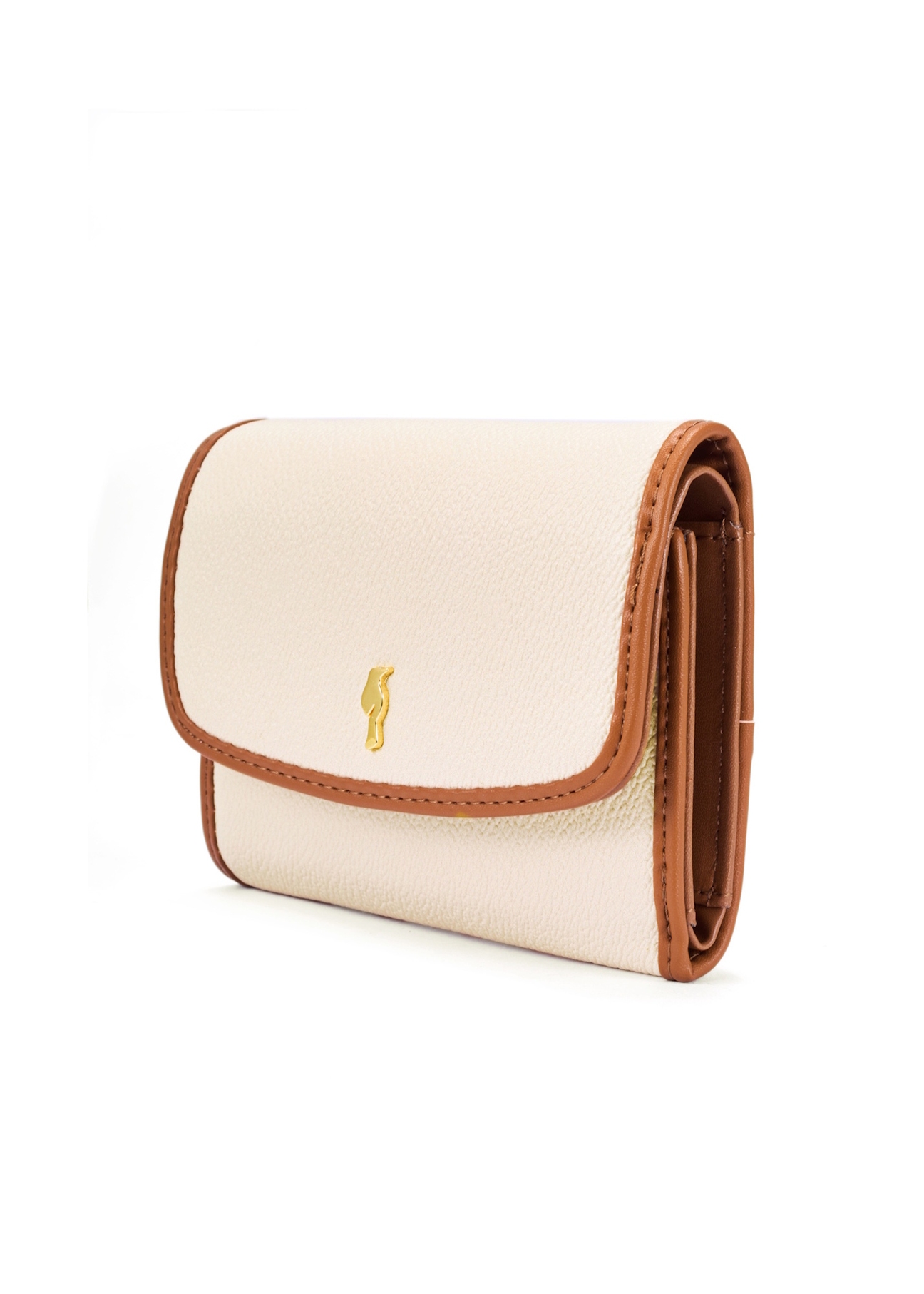Cream small women's wallet POREC-0409-12(W25), diagonal view of the product on a white background.