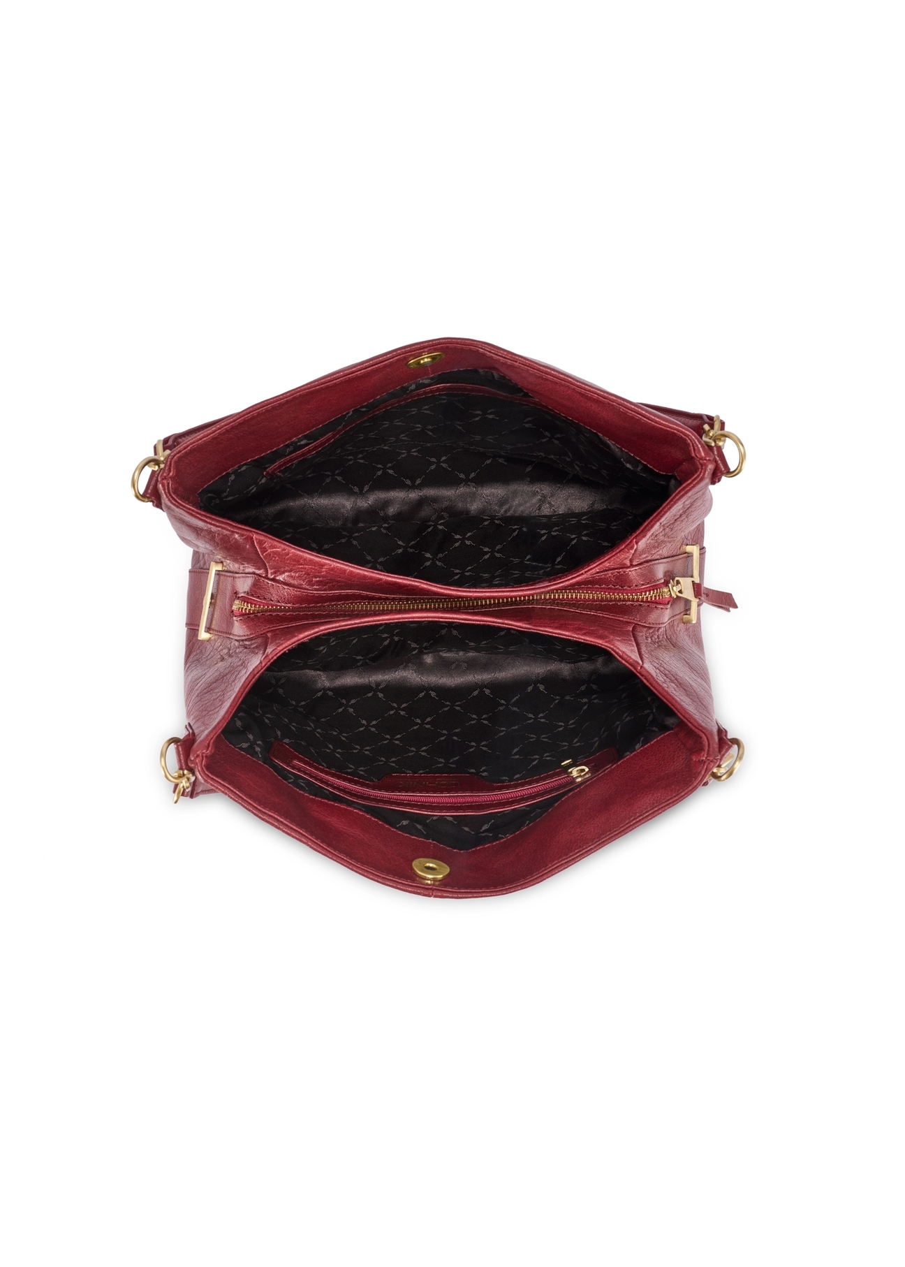 Dark red leather women's shopper bag TORES-0636D-4C(W26) - product view from above, on white background.