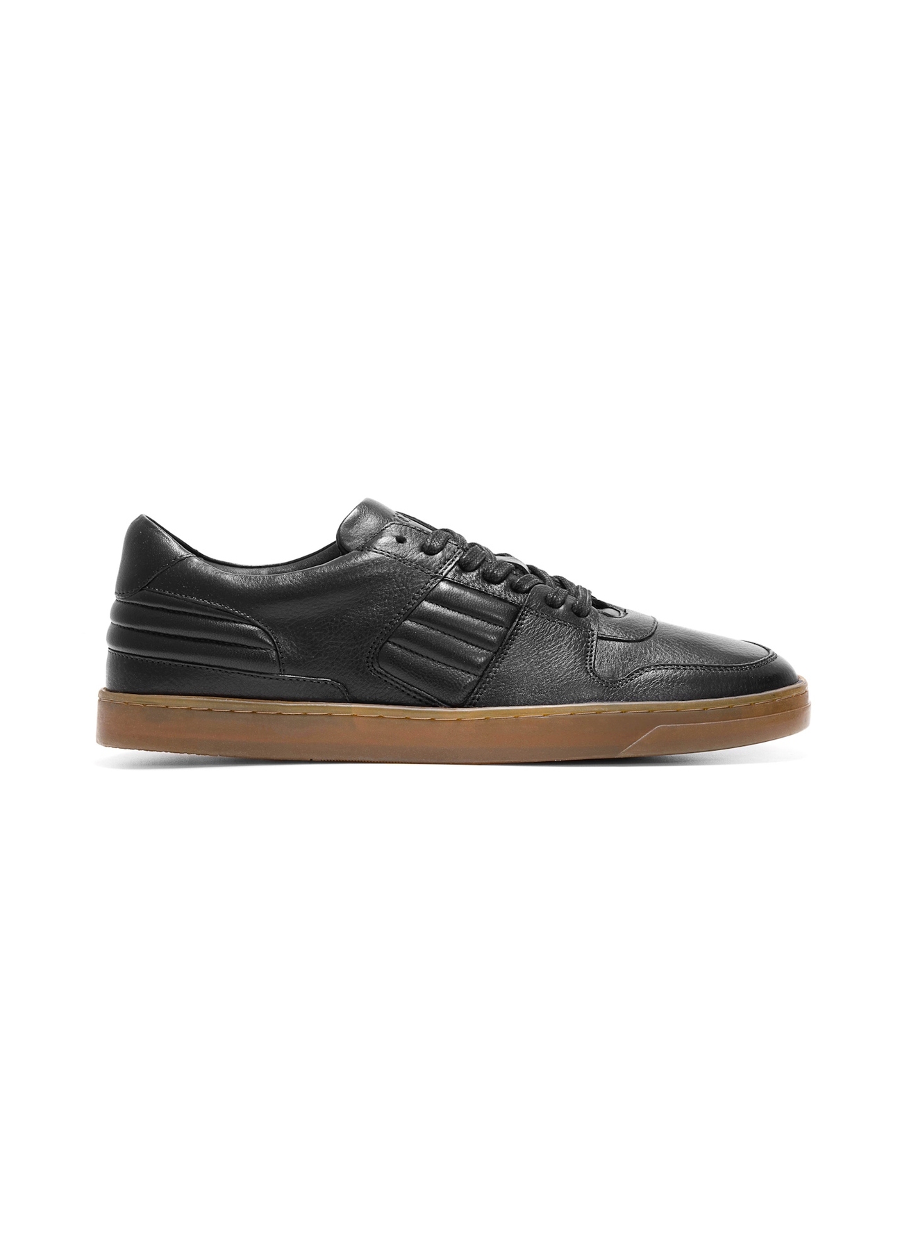 Black men's leather shoes BUTYM-0505-99(Z25), side view of the product on a white background.