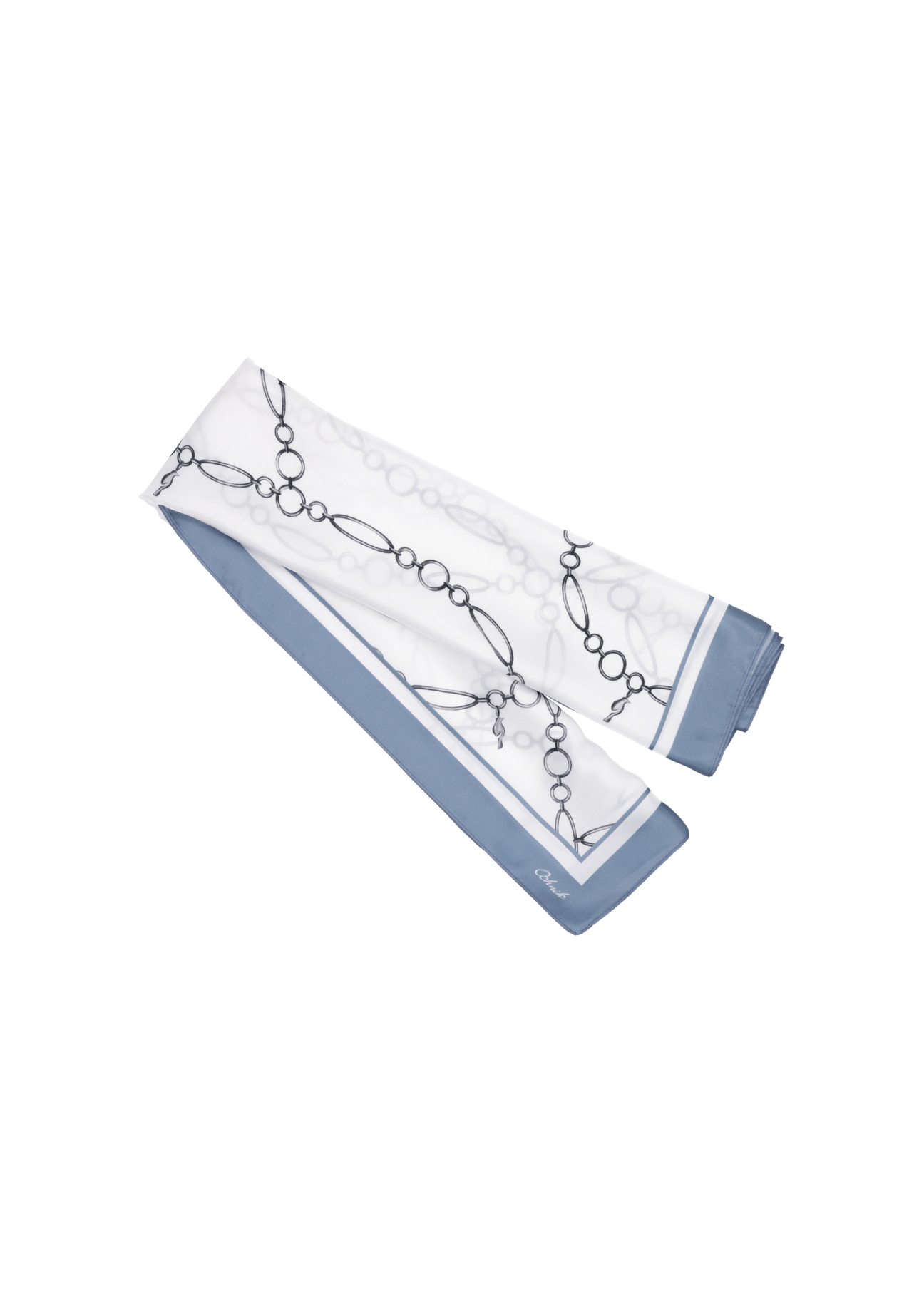Women's scarf with chain motif SZADT-0230-0P(Z26) - top view, on white background.