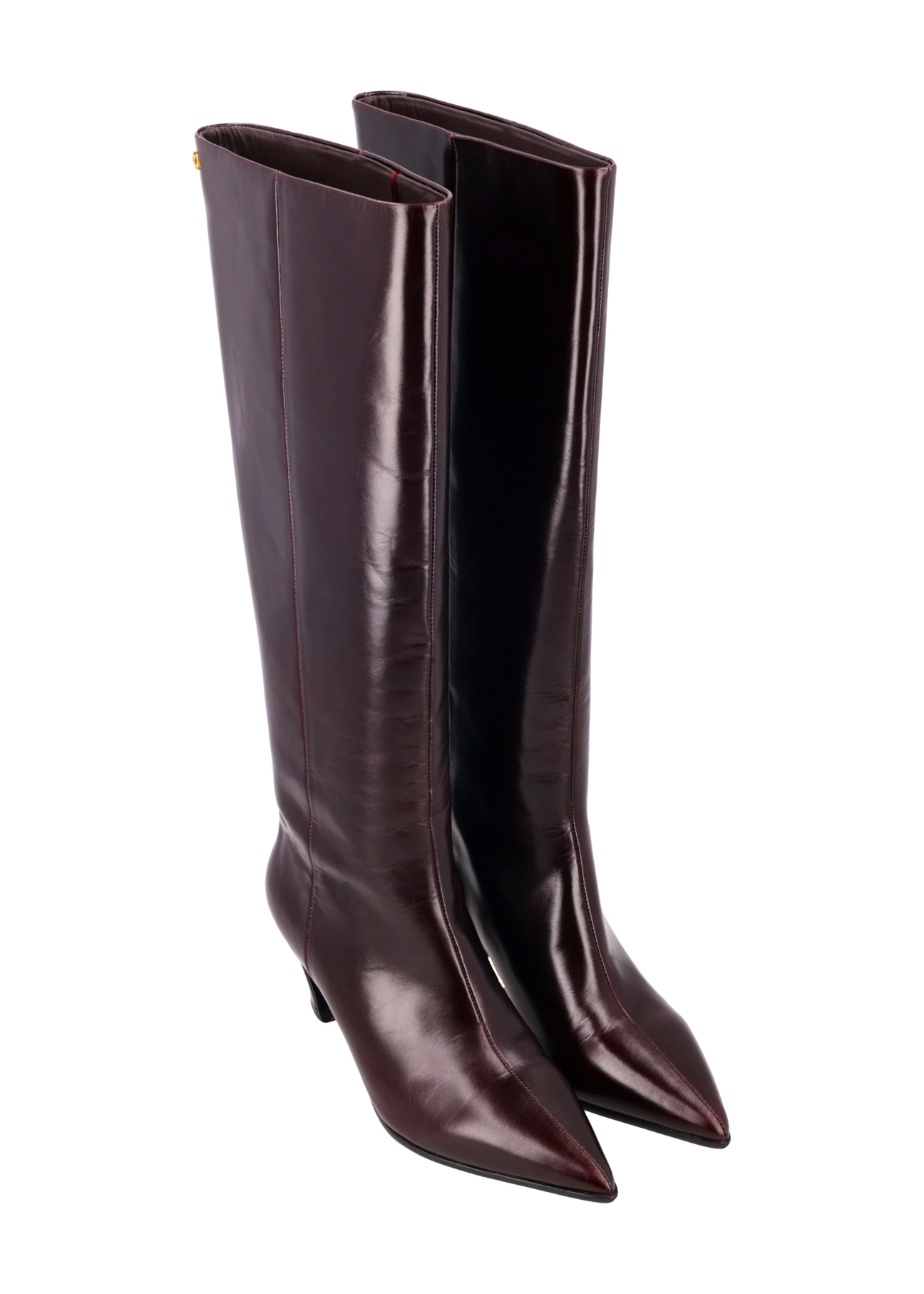 Women's leather ankle boots in burgundy color BUTYD-1338-4E(Z26)