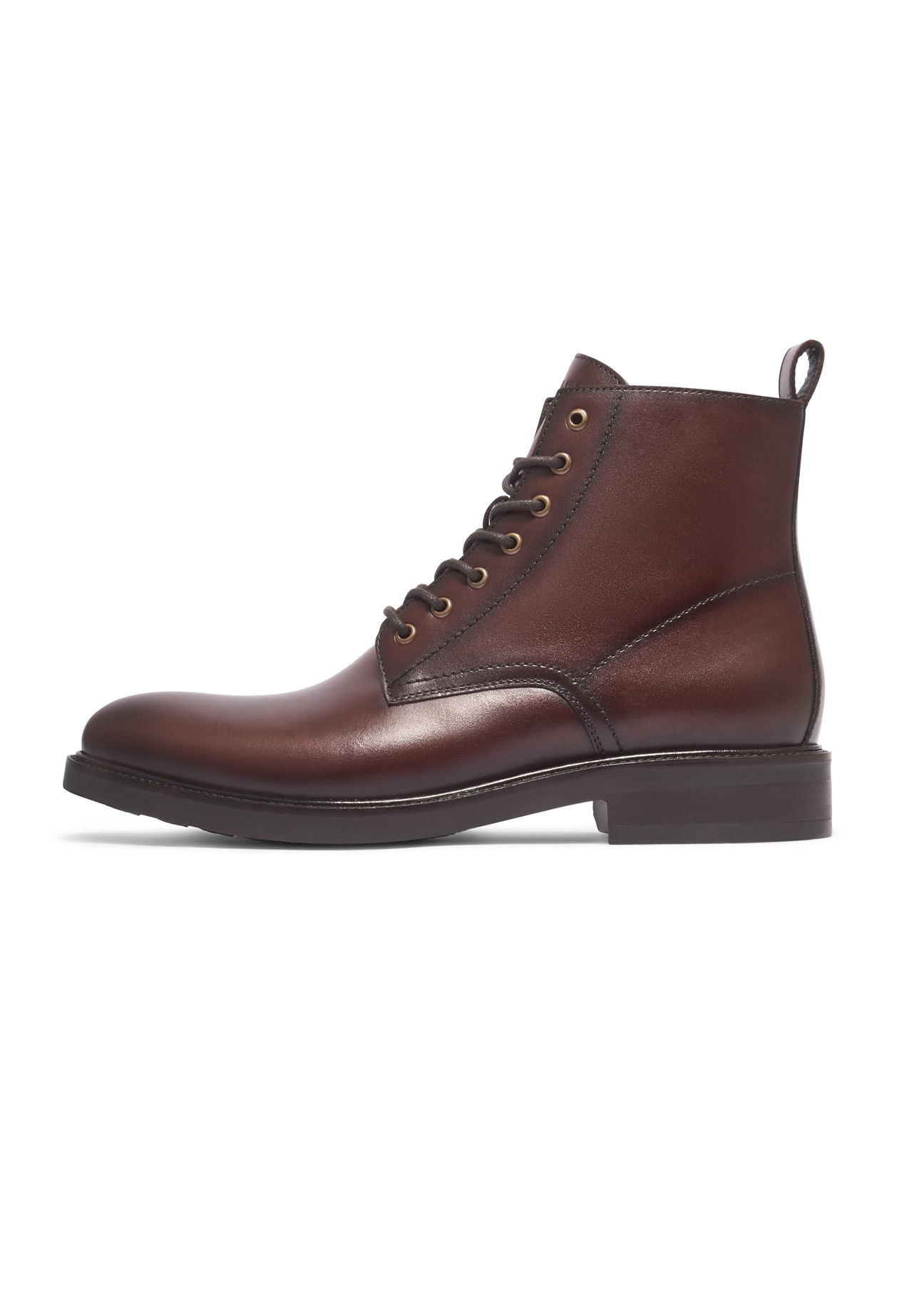 Dark brown men's leather ankle boots BUTYM-0580-1I(Z26), side view of the product on a white background.