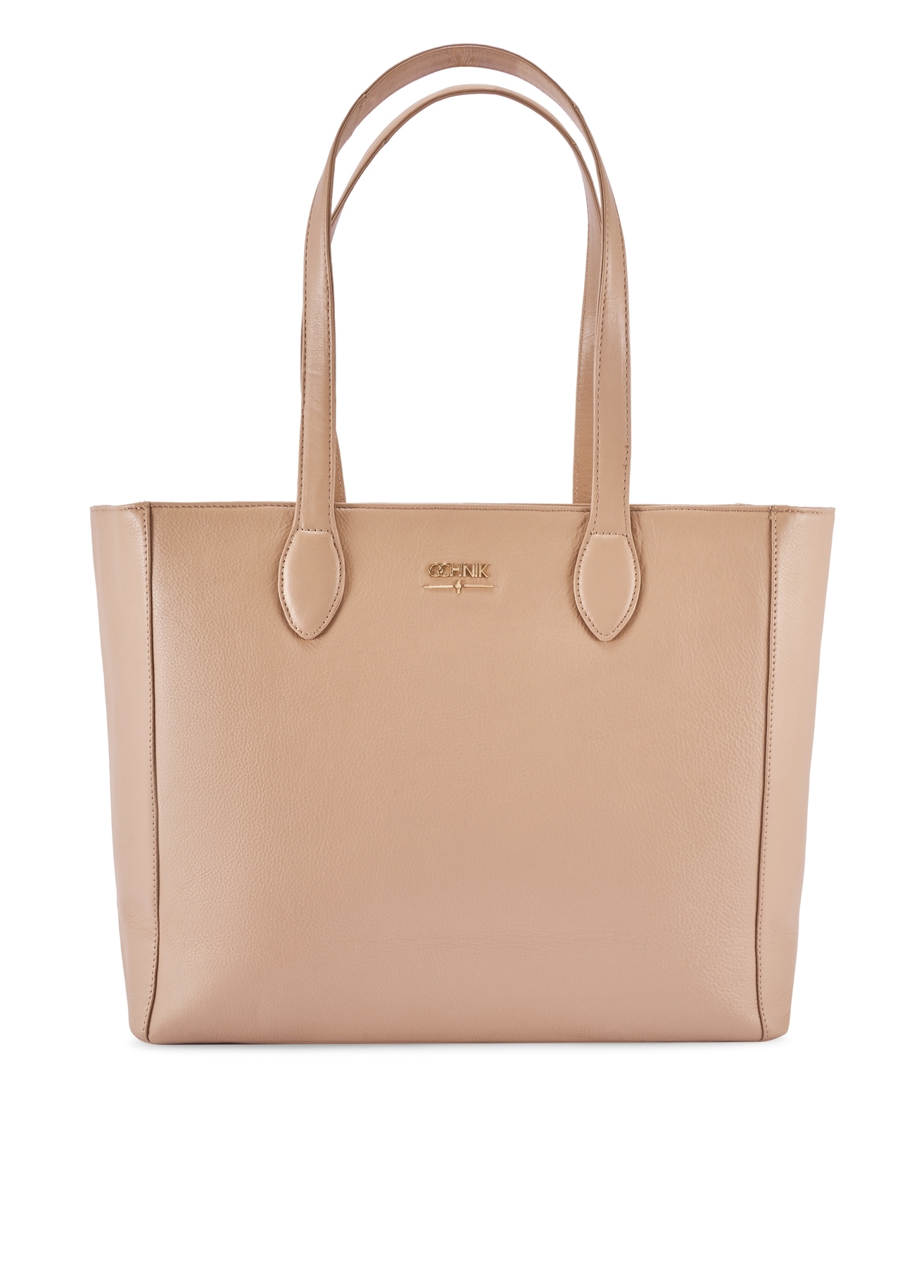 Beige leather women's shopper bag TORES-0971F-1B(W26)