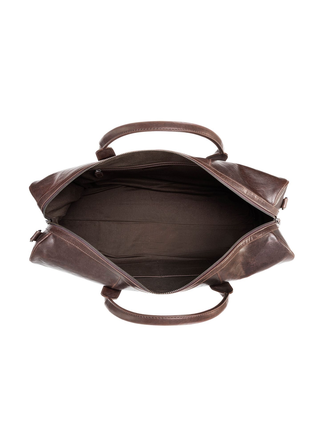 Brown leather travel bag TORMS-0464-1H(Z26) - product view from above, on white background.