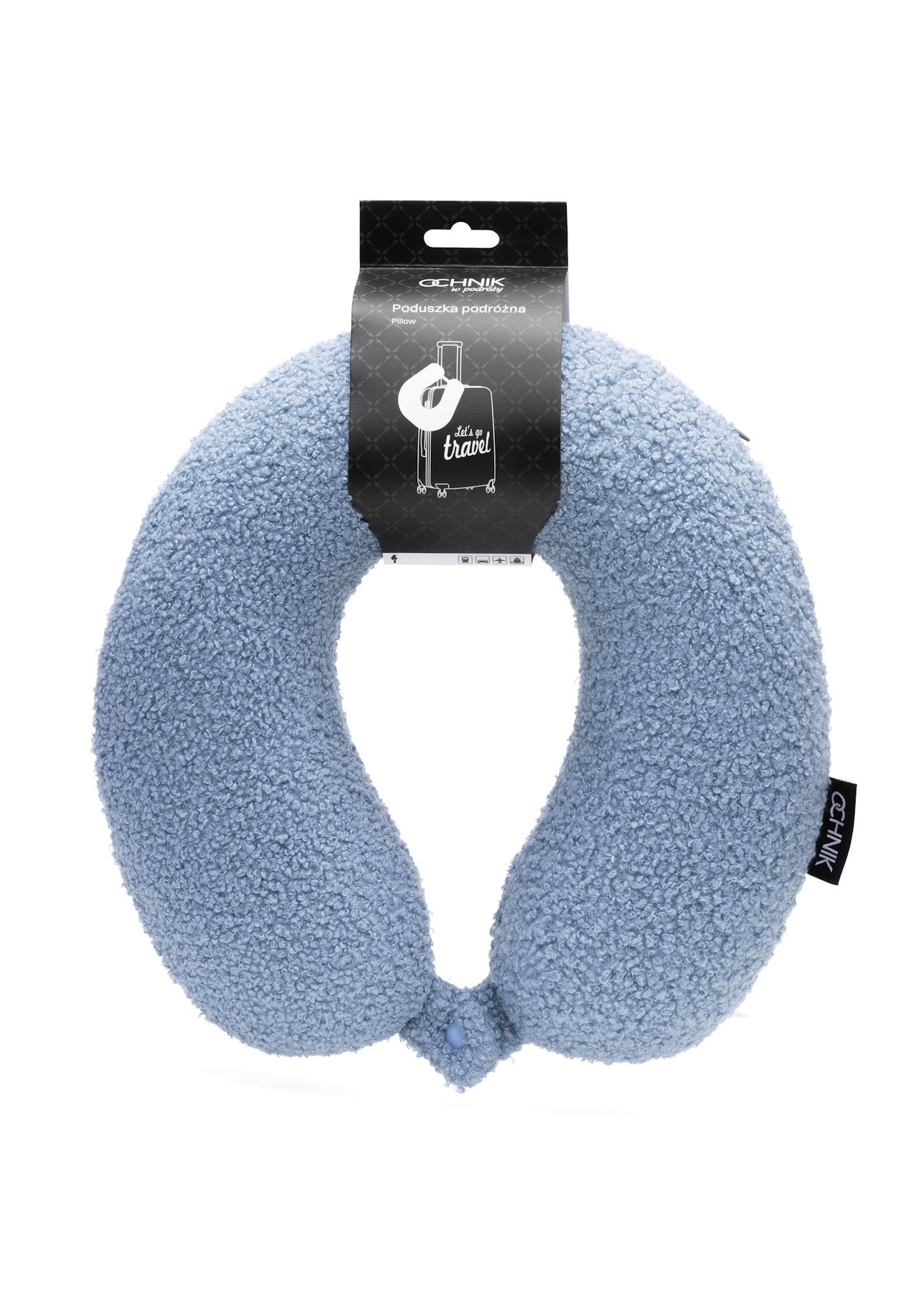 Soft blue headrest AW-014-0003-61(W25), product view with packaging on white background.