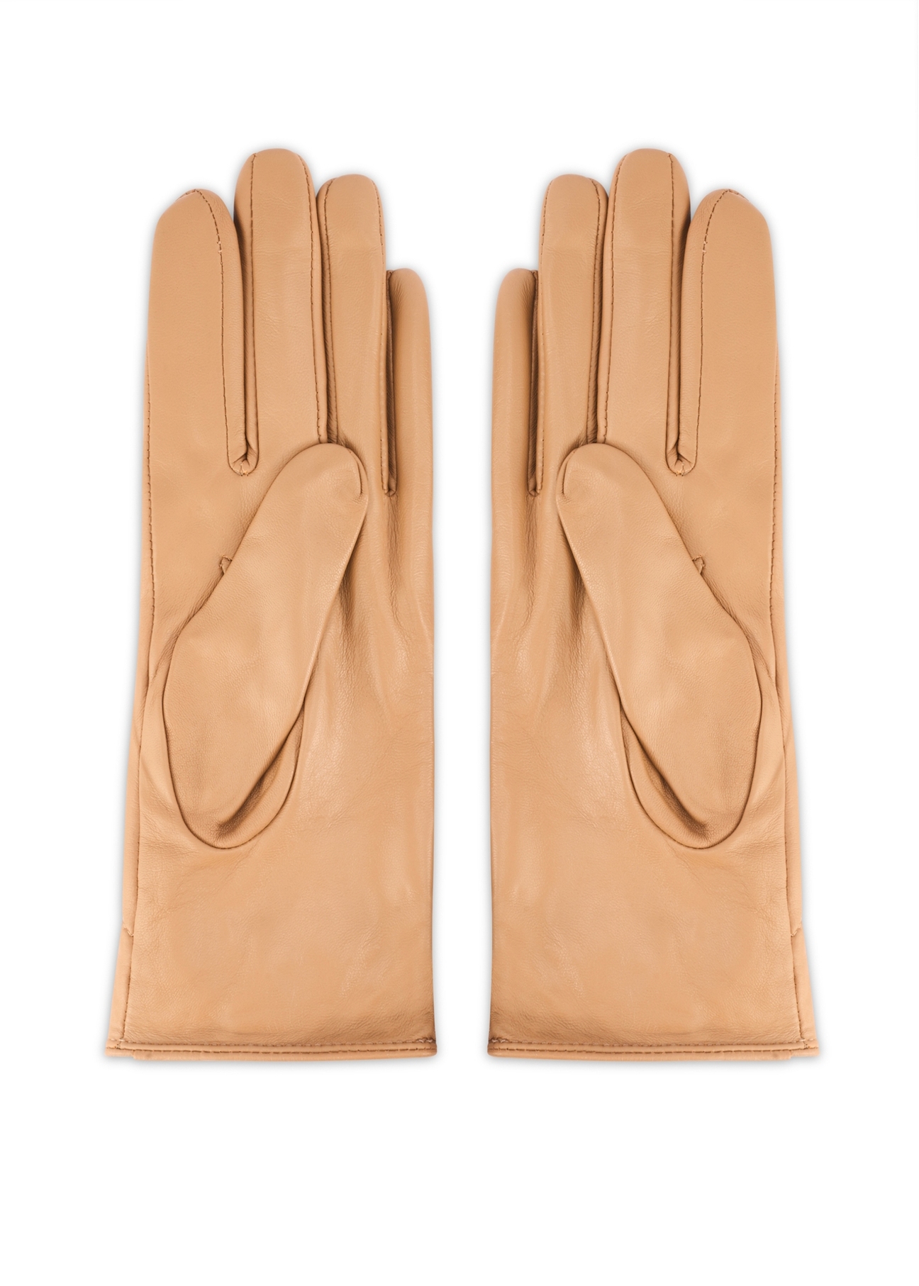 Women's leather gloves with ties REKDS-0021A-81(Z25), product view from the back on a white background.