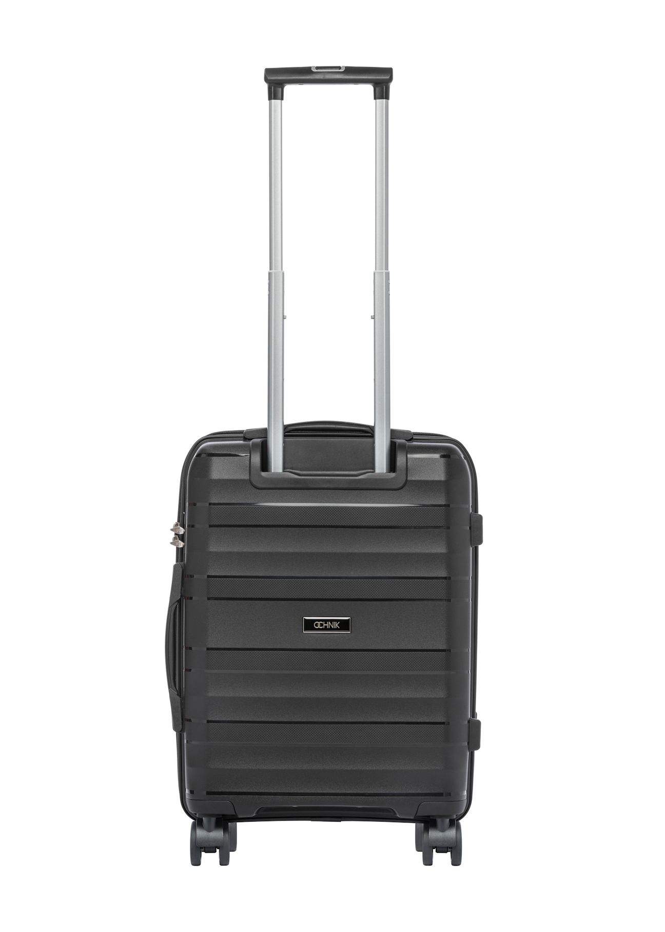 Small suitcase on wheels WALPP-0024-99-19(W26), product view from the back on a white background.