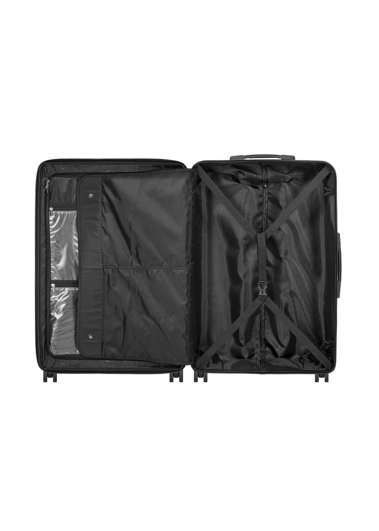 Large suitcase on wheels WALAB-0073-2X-28(W26), product view inside on white background.