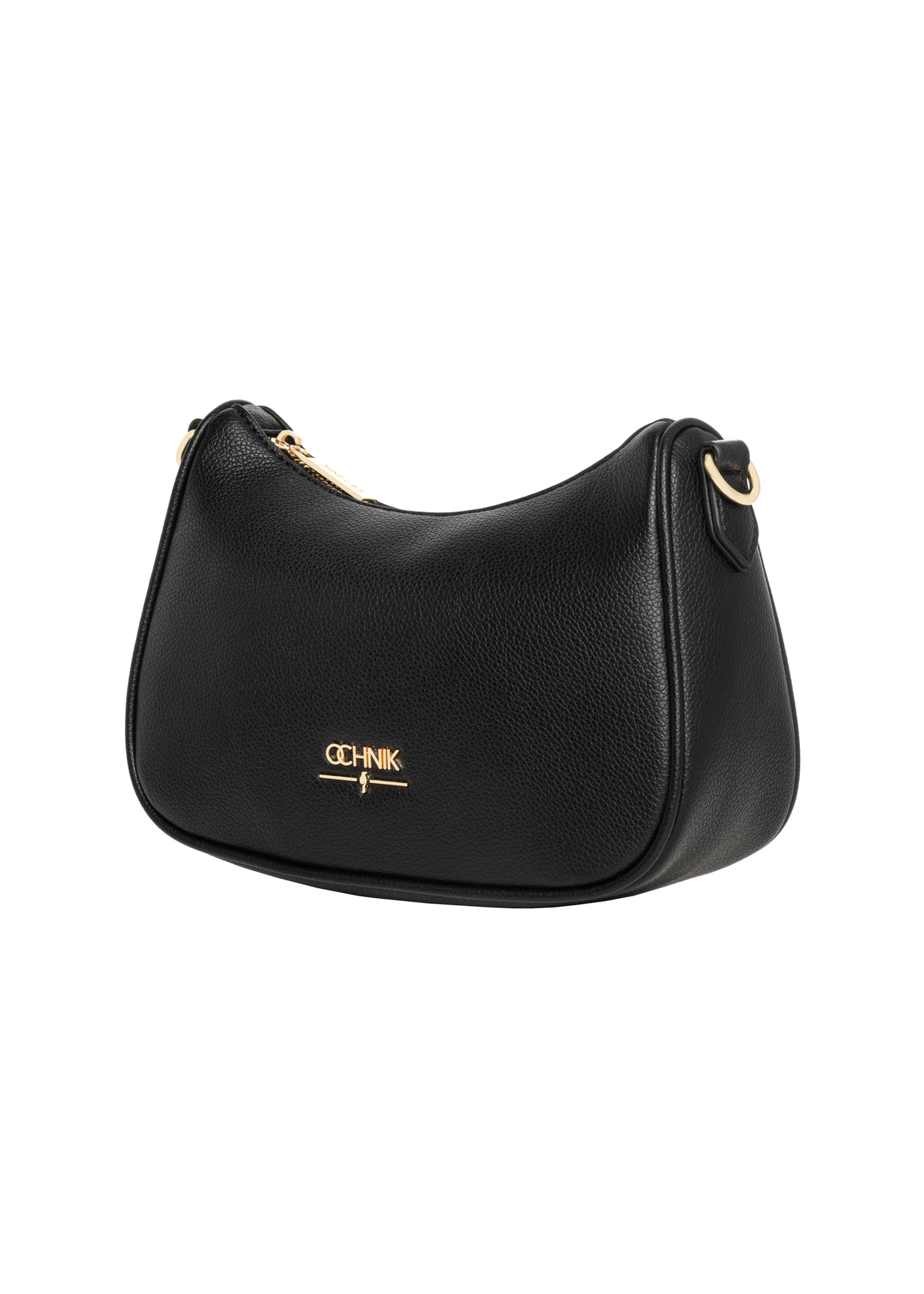 Black imitation leather handbag TOREC-1265-9I(Z26), diagonal product view on white background.