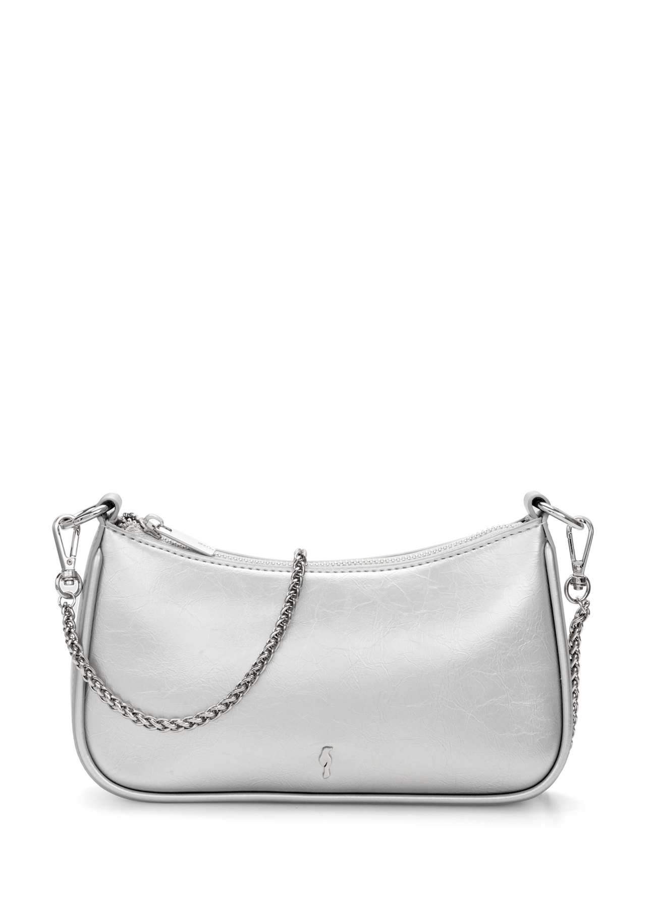 Small silver women's handbag TOREC-1071-91(Z25), front product view on white background.
