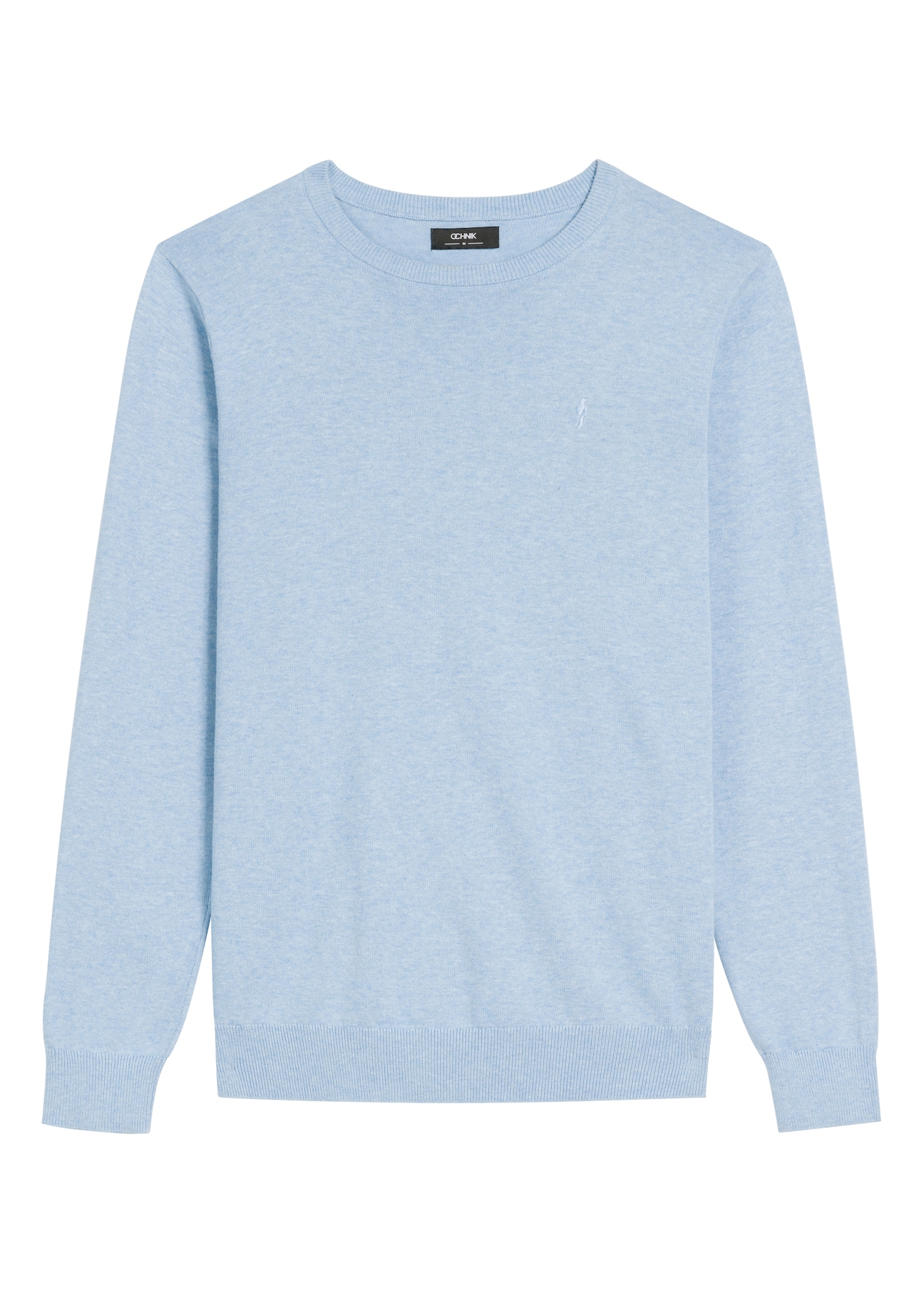 Blue men's cotton sweater SWEMT-0114A-61(Z25), product view from the front on a white background.
