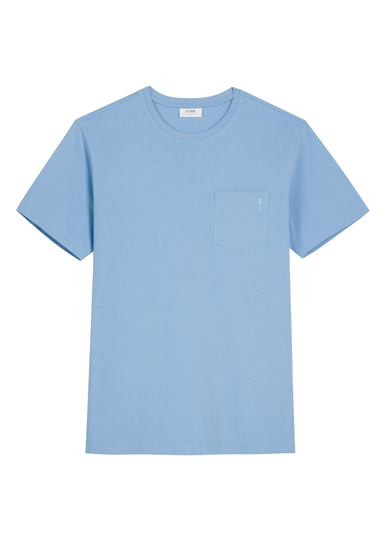 Blue men's T-shirt TSHMT-0137-7B(W26), front product view on white background.