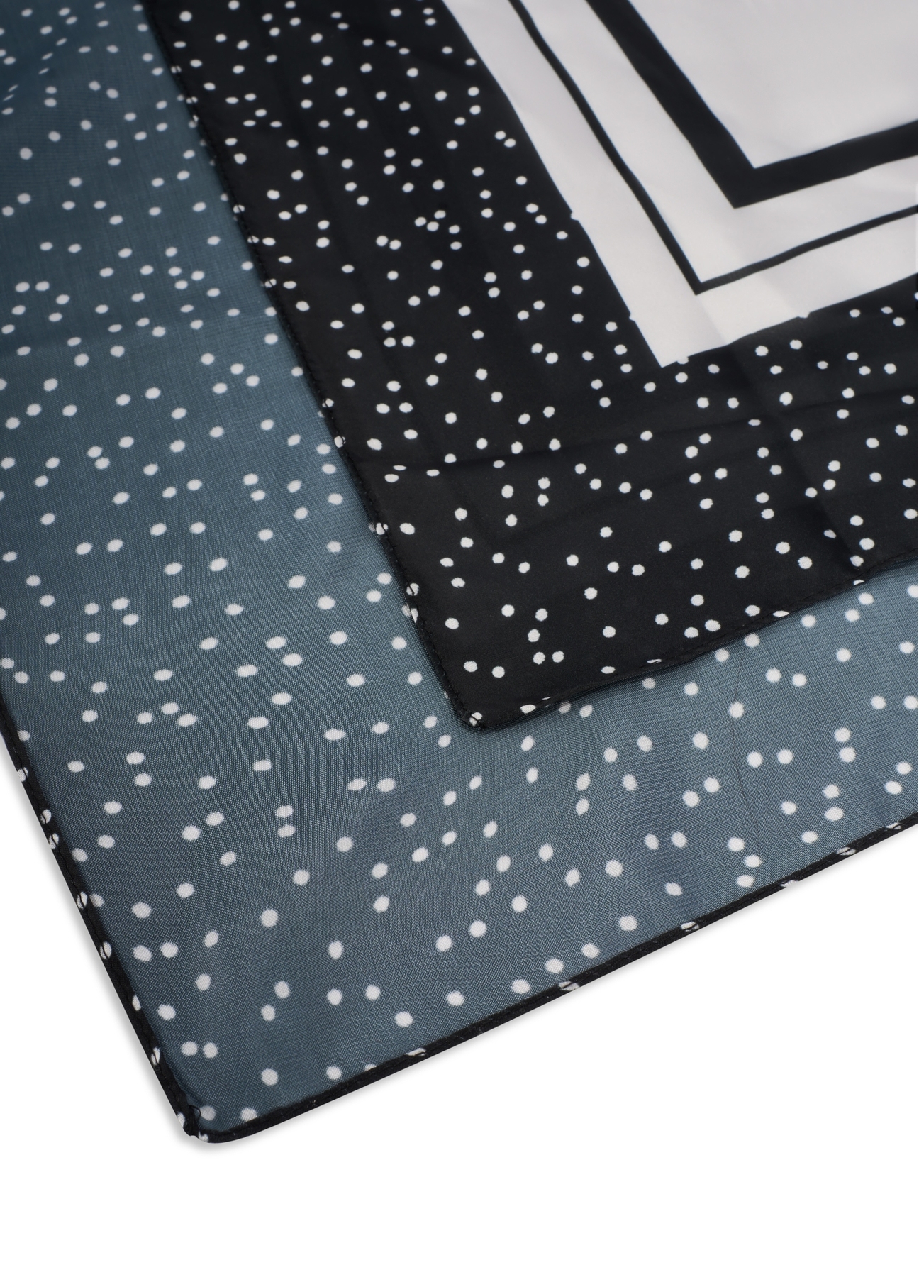 Black women's scarf with logo SZADT-0192-9P(W26), close-up of the product detail on a white background.