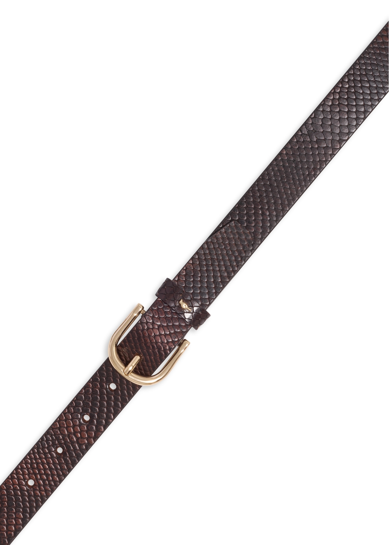 Brown women's leather belt PASDS-0333-1P(Z26) – top view of the product on a white background.