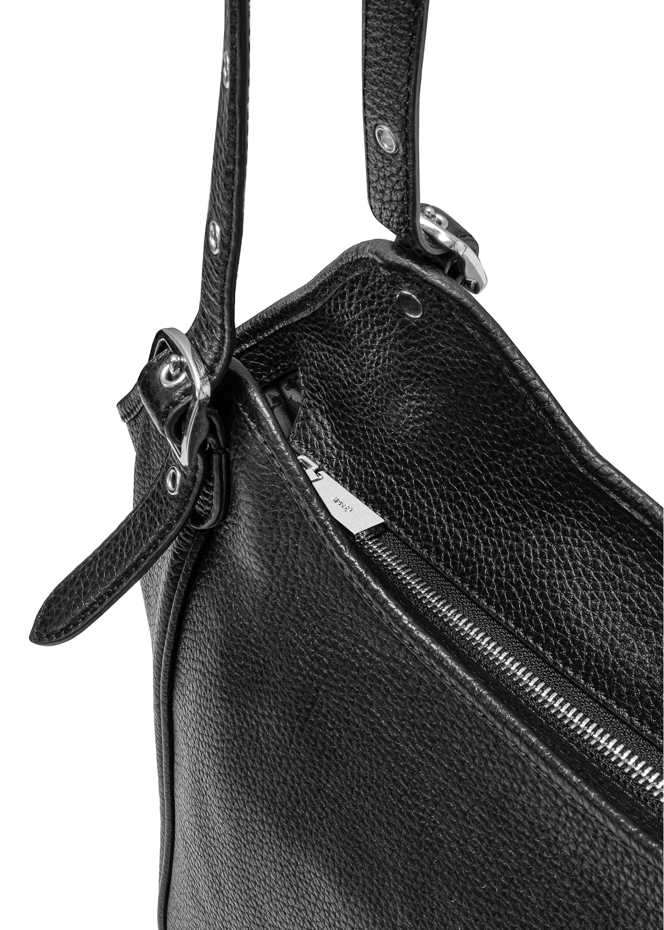 Black leather large women's handbag TORES-1042D-99(Z25), close-up of the product detail on a white background.