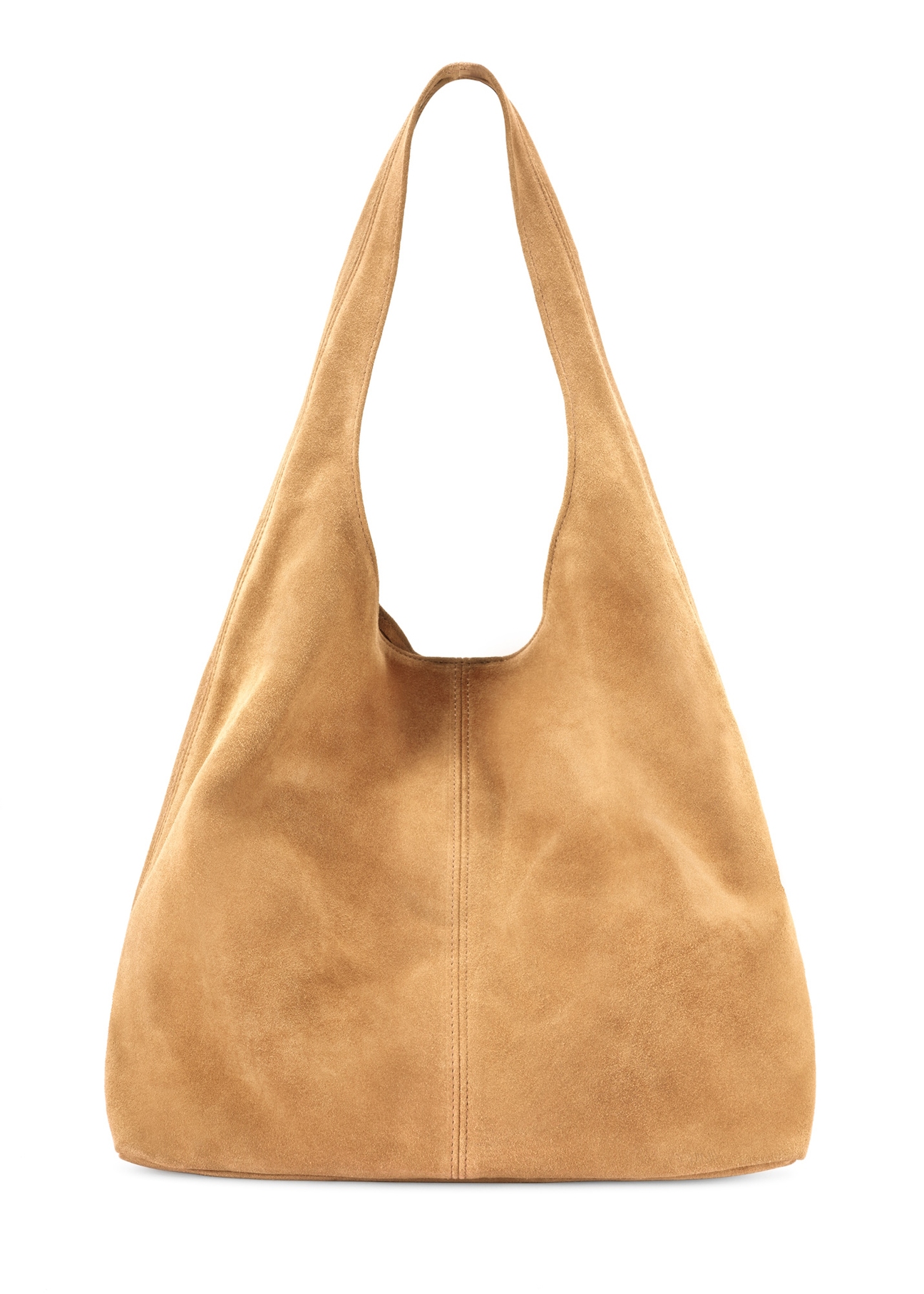 Beige suede women's shopper bag TORES-1177-1B(W26), product view from the back on a white background.