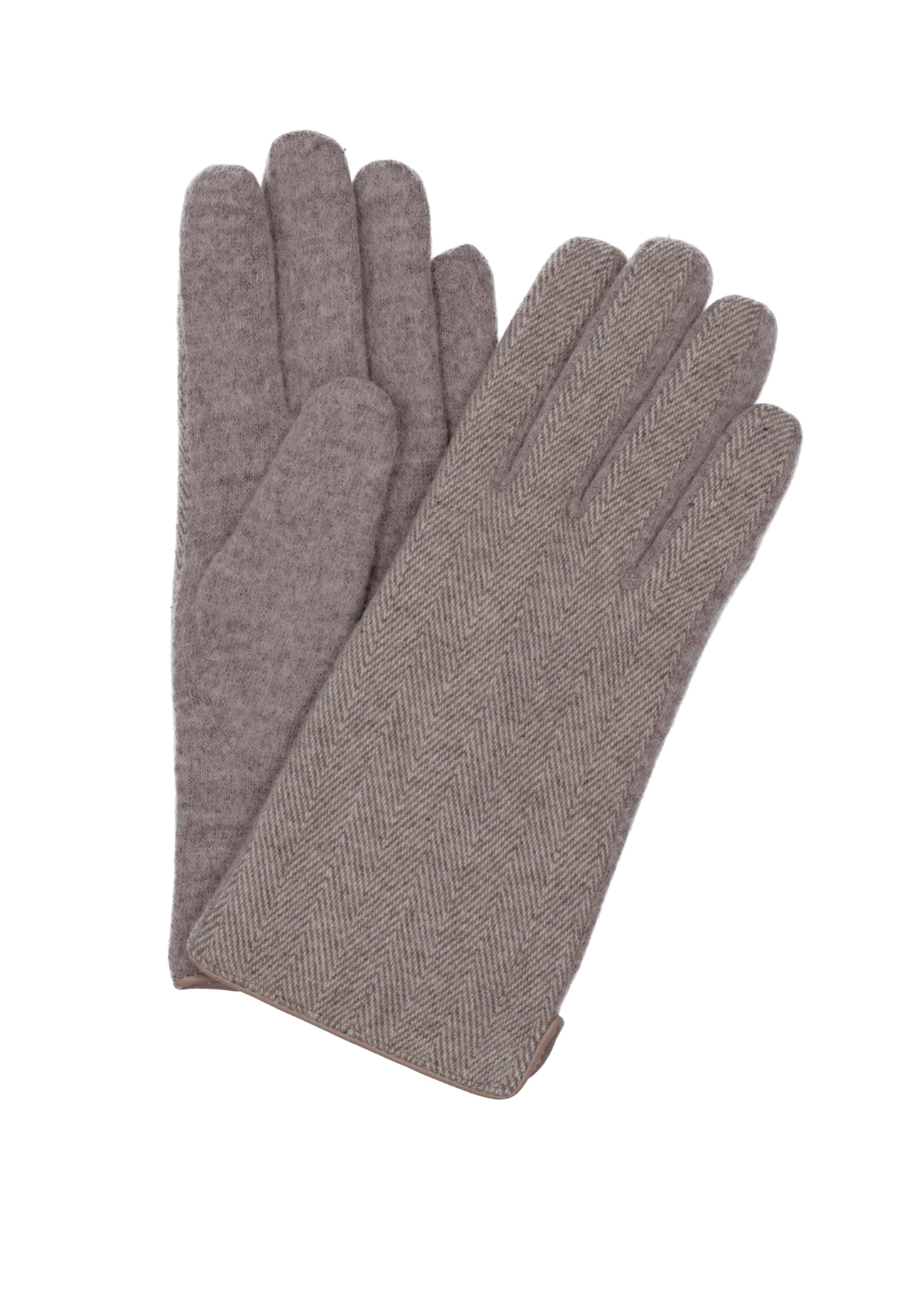 Women's gloves with herringbone wool REKDT-0039-1K(Z26) - product view from above, on a white background.